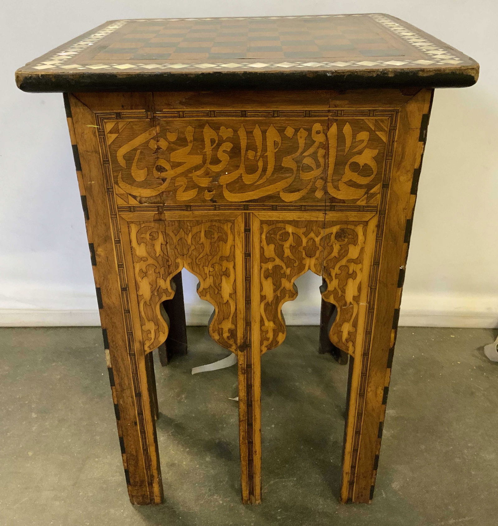 Vintage Wooden Checkerboard Side Table (1 of 9)