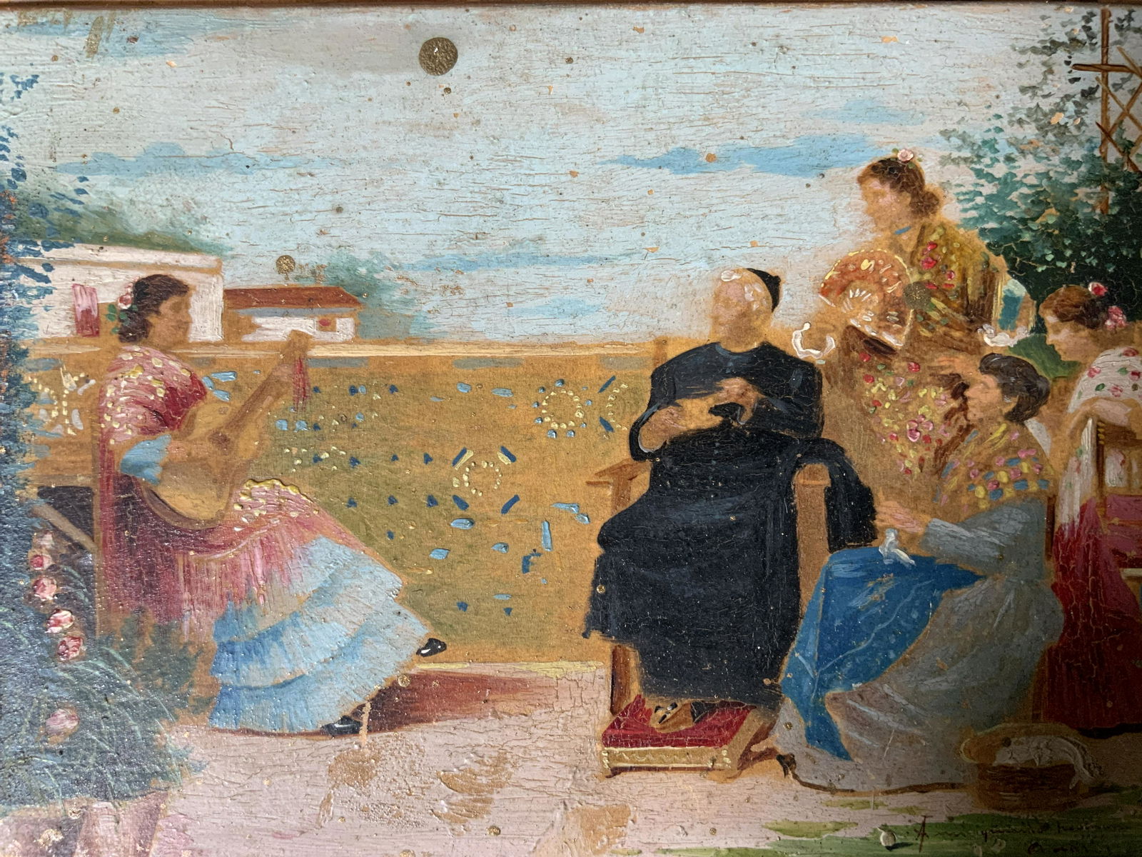 Signed Oil Painting of Musical Performance (1 of 6)