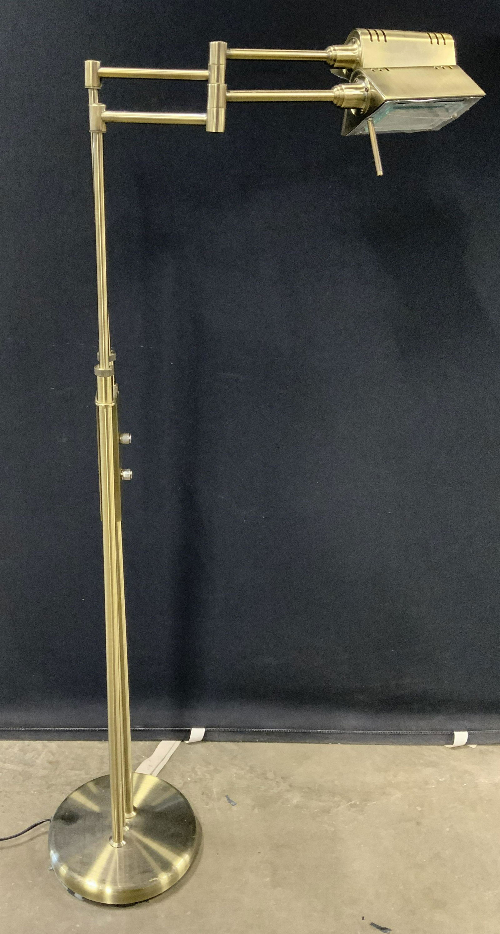 Gold Toned Brass 2 Arm Adjustable Floor Lamp (1 of 8)