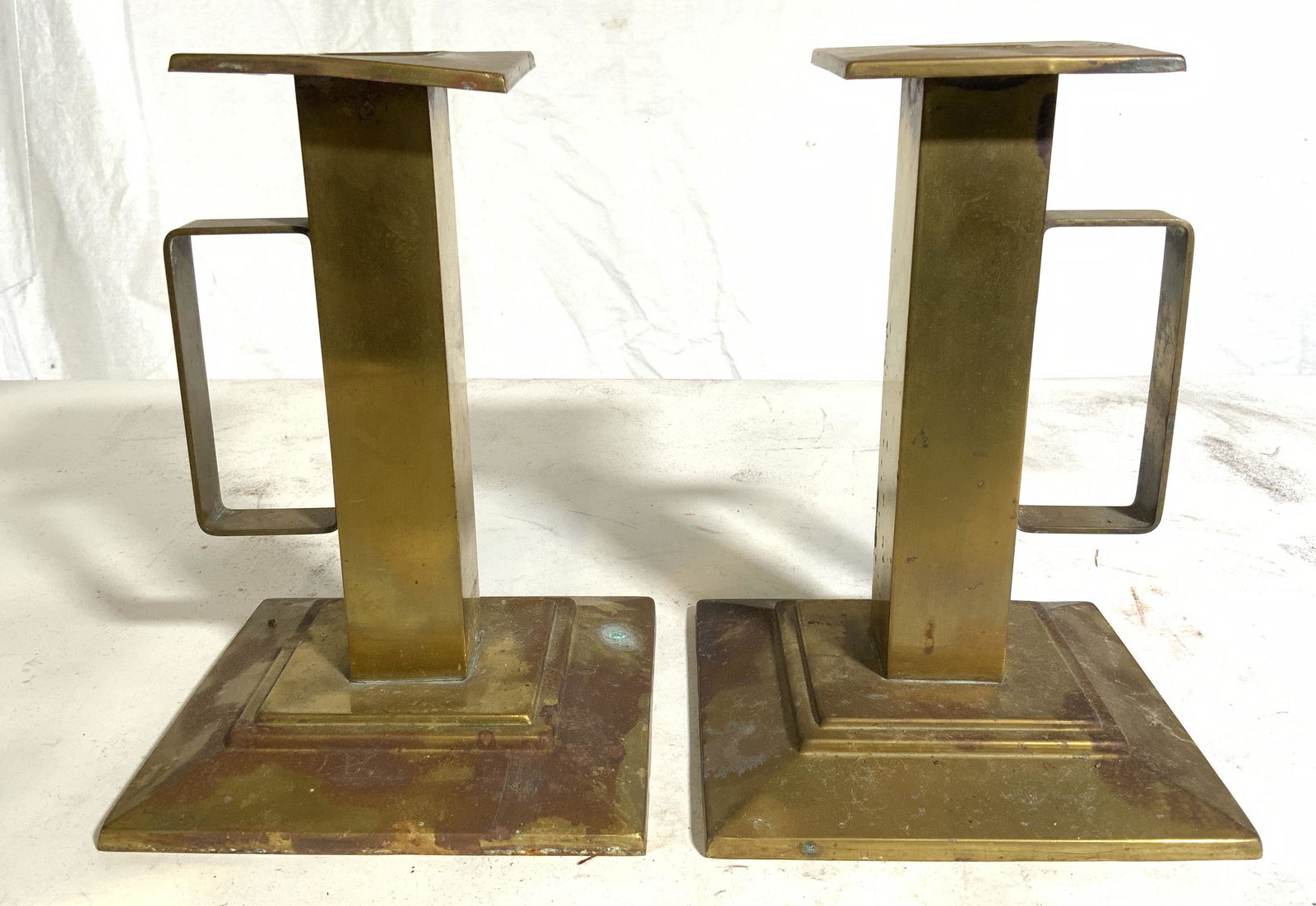 Antique Brass Candlesticks W Handles (1 of 7)