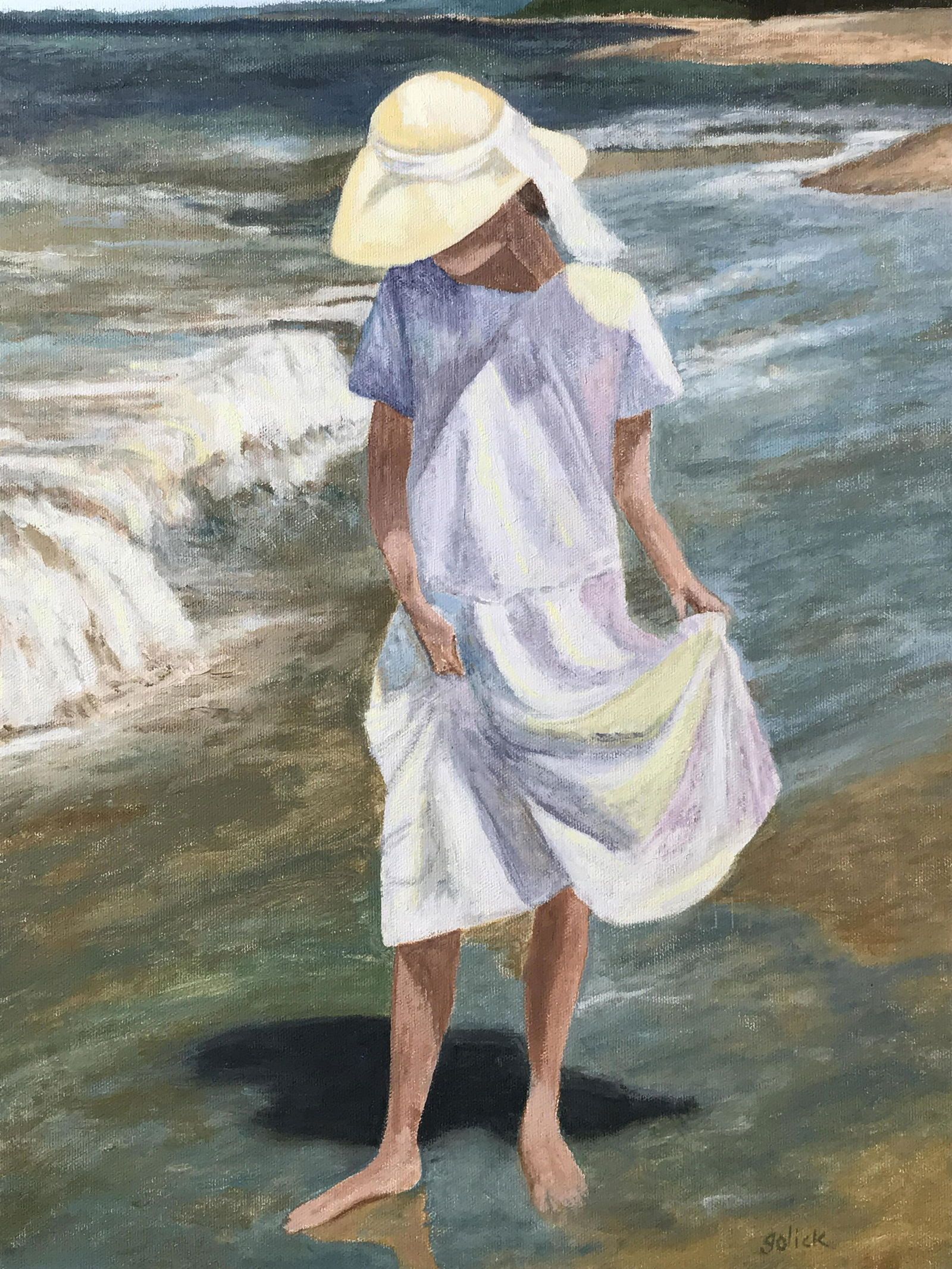 Golick Signed Acrylic on Canvas Painting (1 of 11)