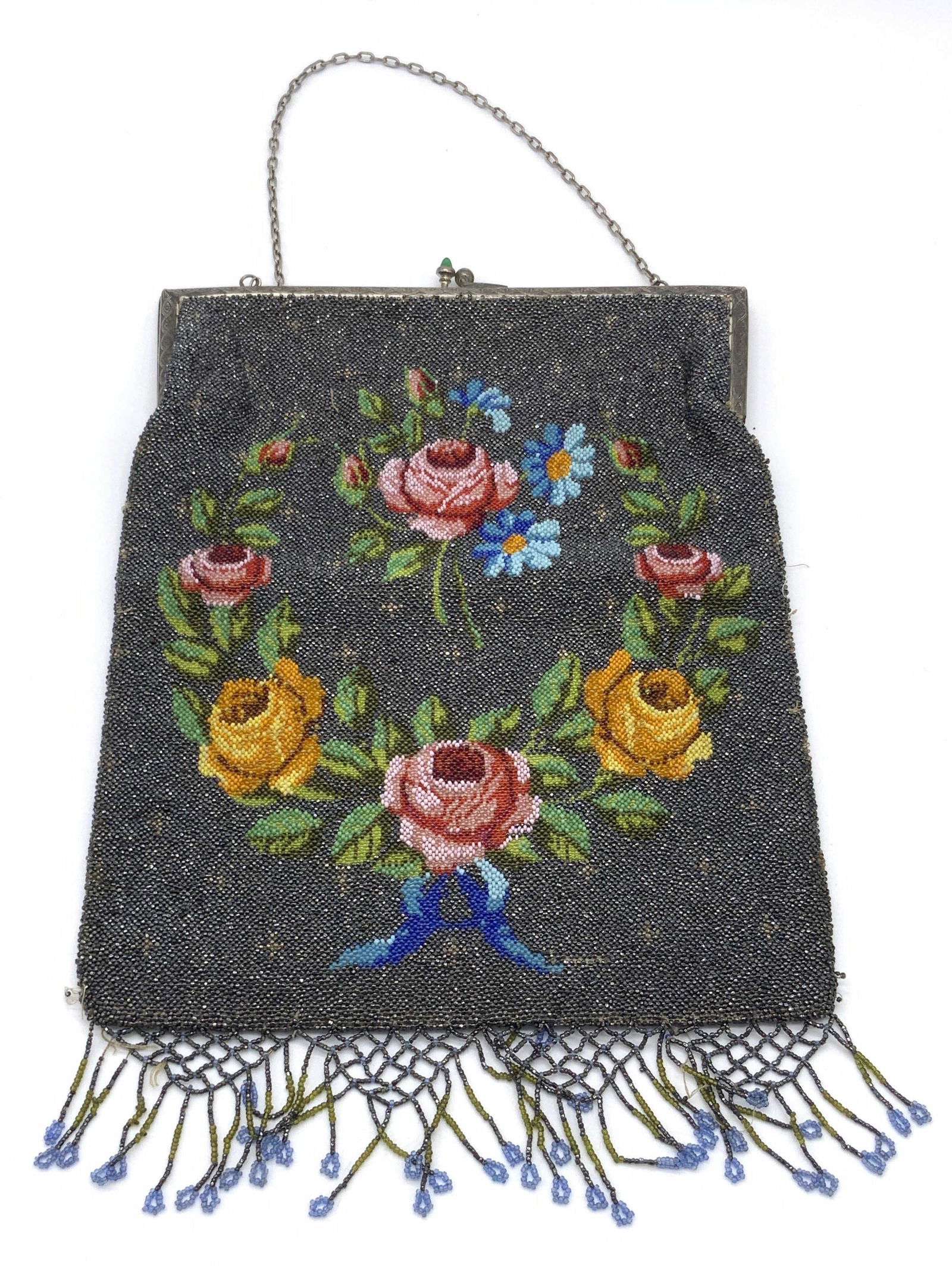 Vintage Lux Floral Motif Beaded FLAPPER PURSE (1 of 15)