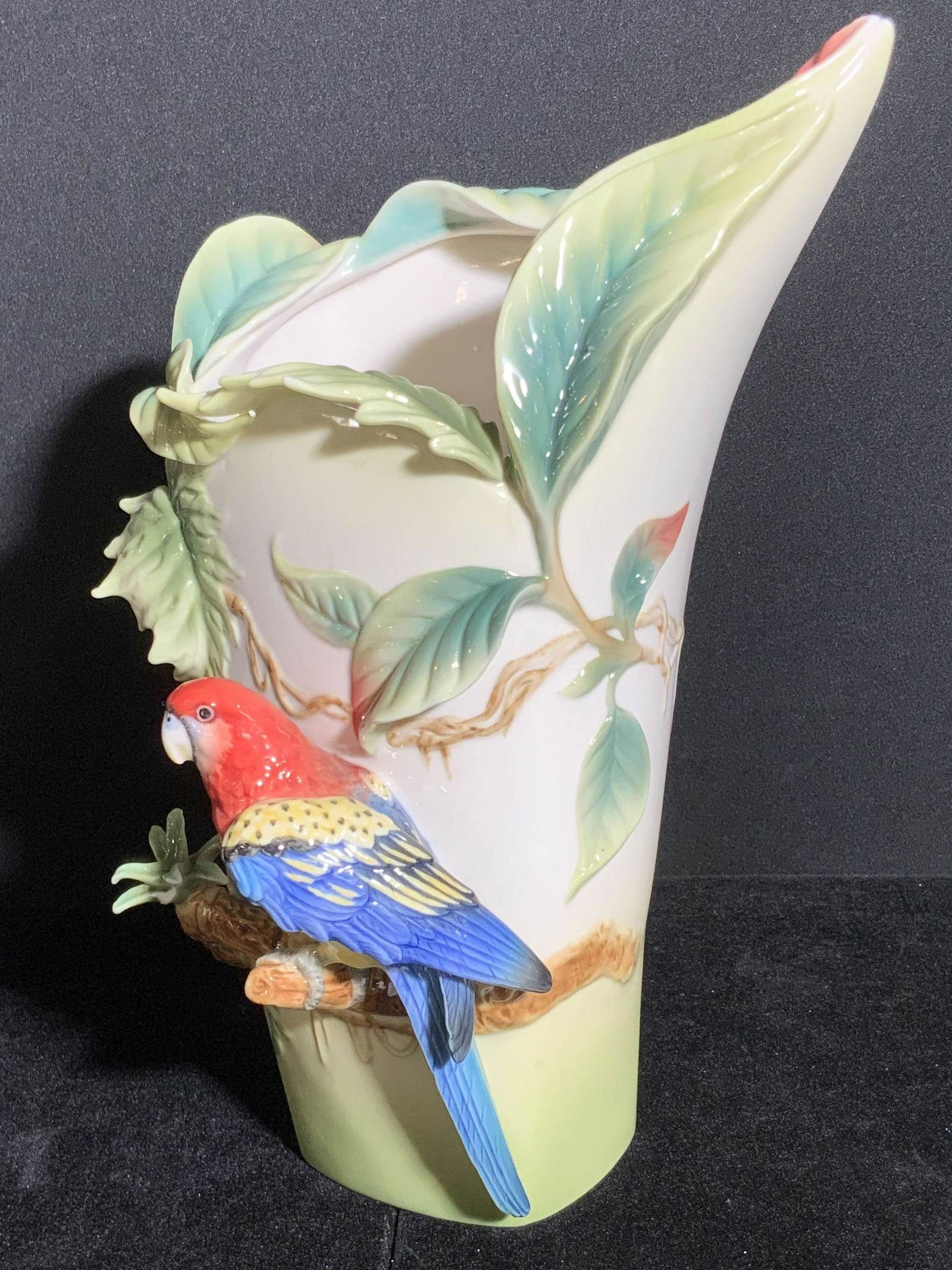 Signed FRANZ MACAW PARROT Porcelain Vase (1 of 16)