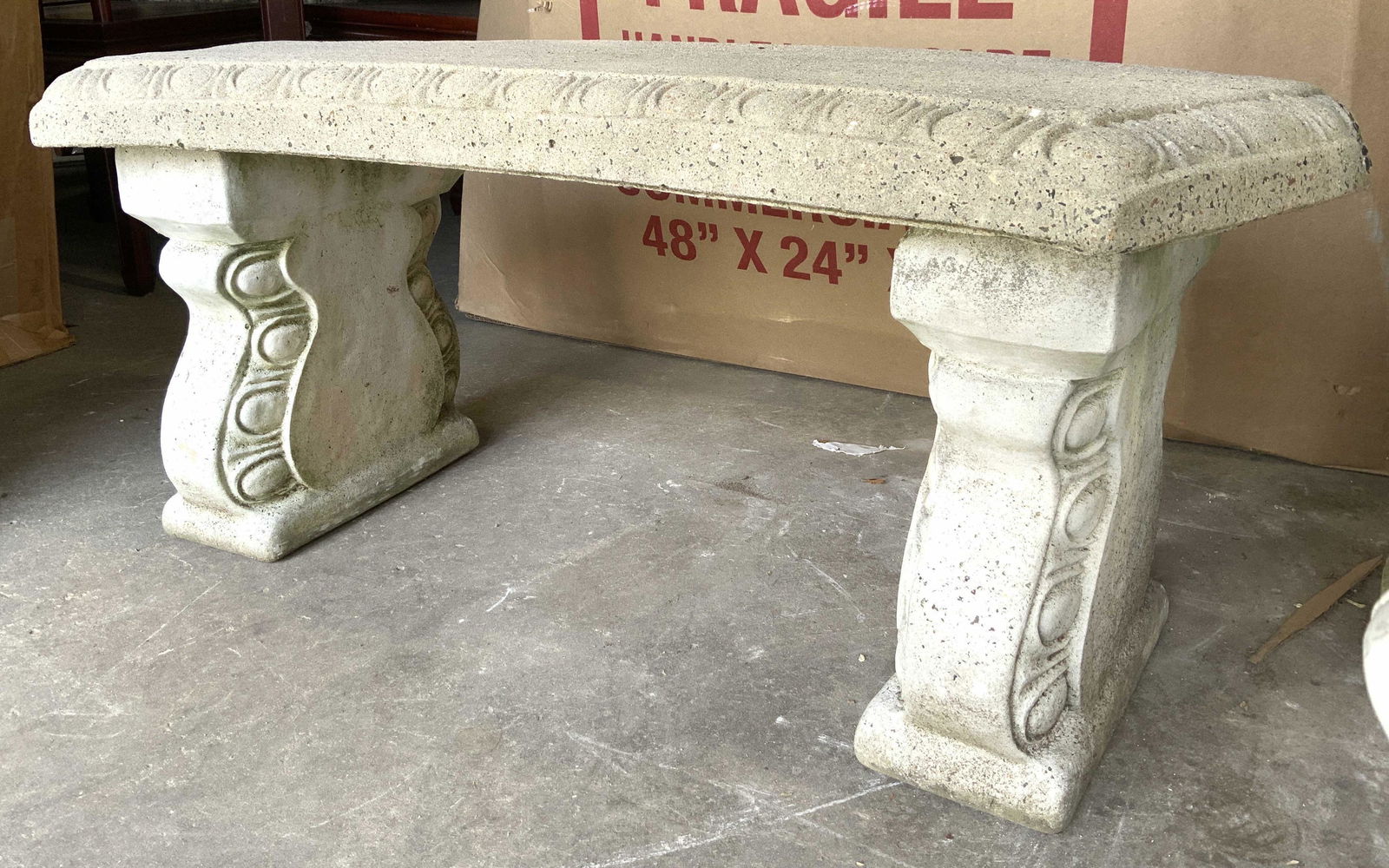 Outdoor Double Pedestal Cement Garden Bench (1 of 10)