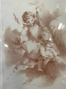 Boucher French 19th C. Sepia Engravings: Boucher French 19th C. Sepia Engravings, label to reverse reads ‘Michael Marriott LTD 18th & 19th Century Furniture, Furnishings & Prints: Boucher French 19th C. Sepia Engravings Published Paris’,