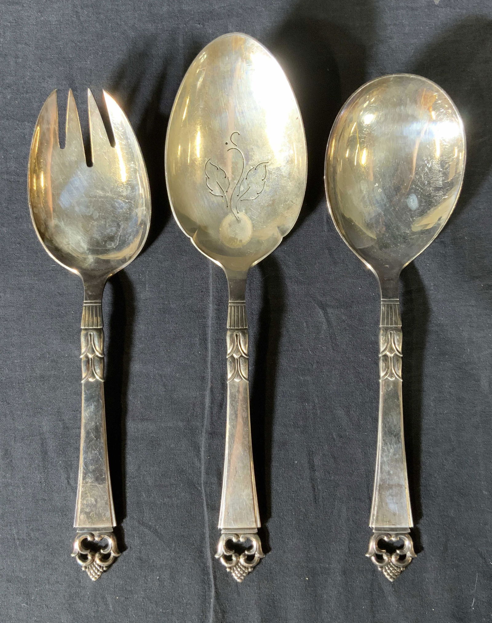 Set 3 FRIGAST Sterling Serving Fork & Spoons (1 of 9)