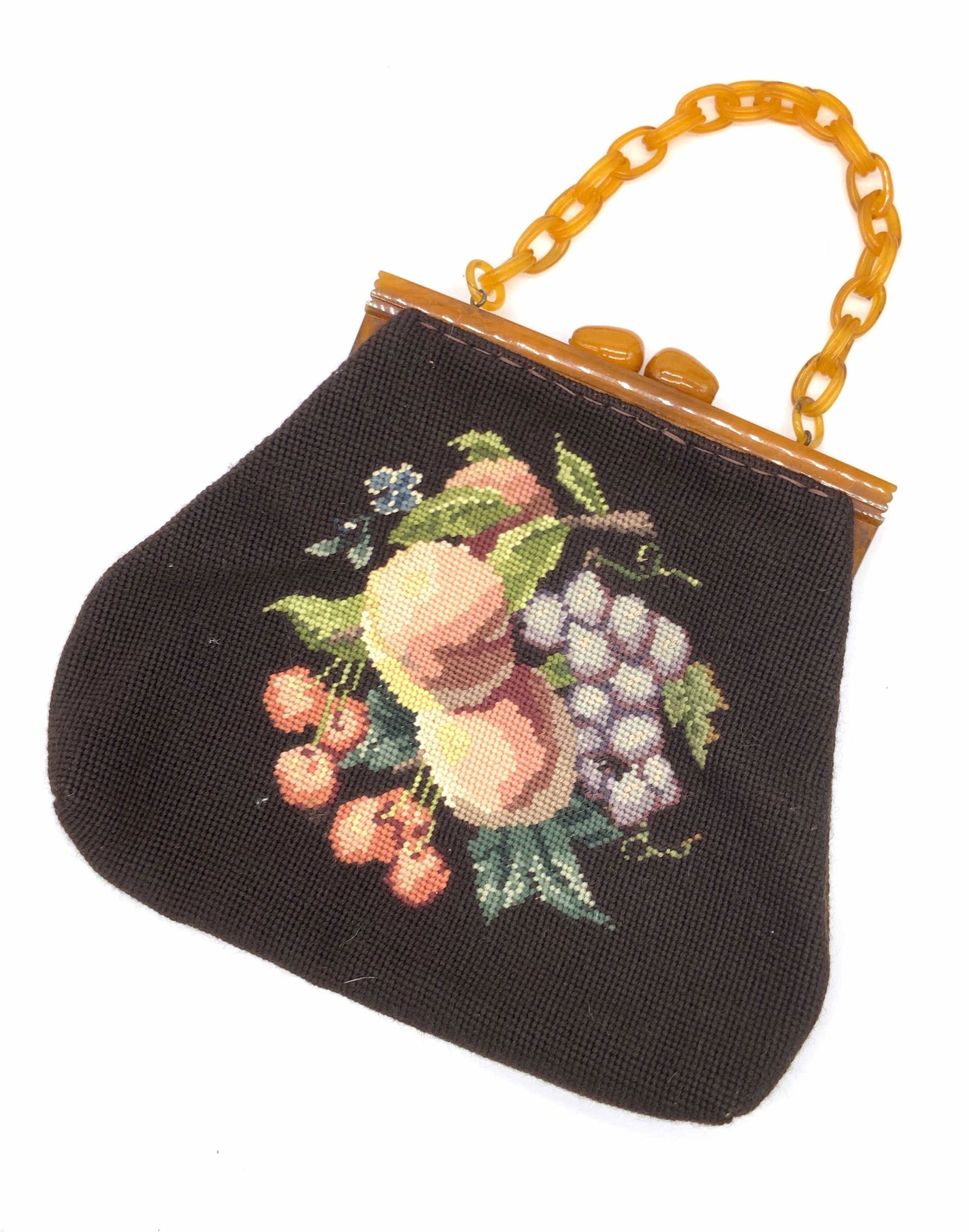 MARDOR Vntg Needlepoint & Bakelite Handmade Purse (1 of 13)