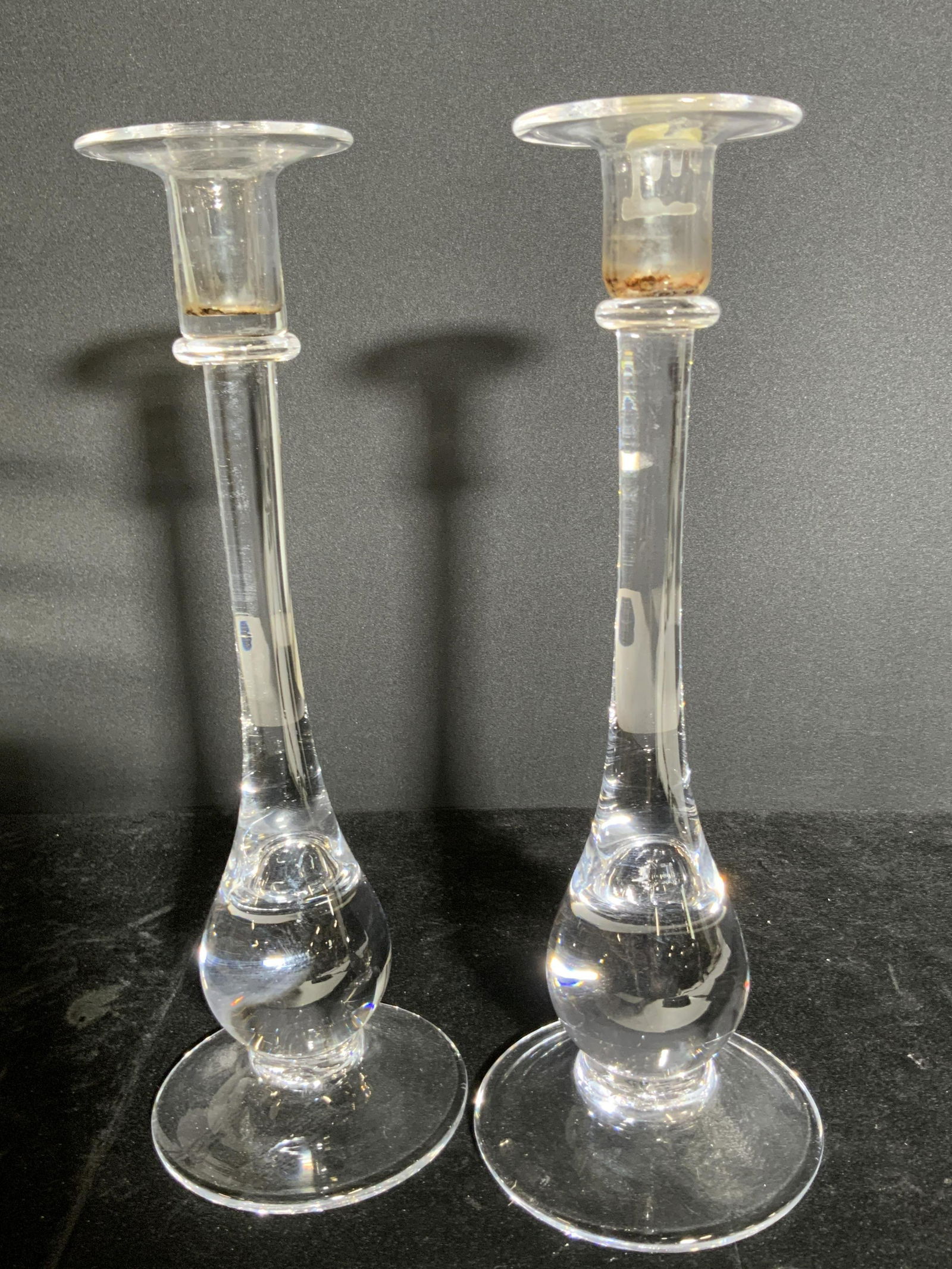 Pair Handcrafted SIMON PEARCE Glass Candlesticks (1 of 15)