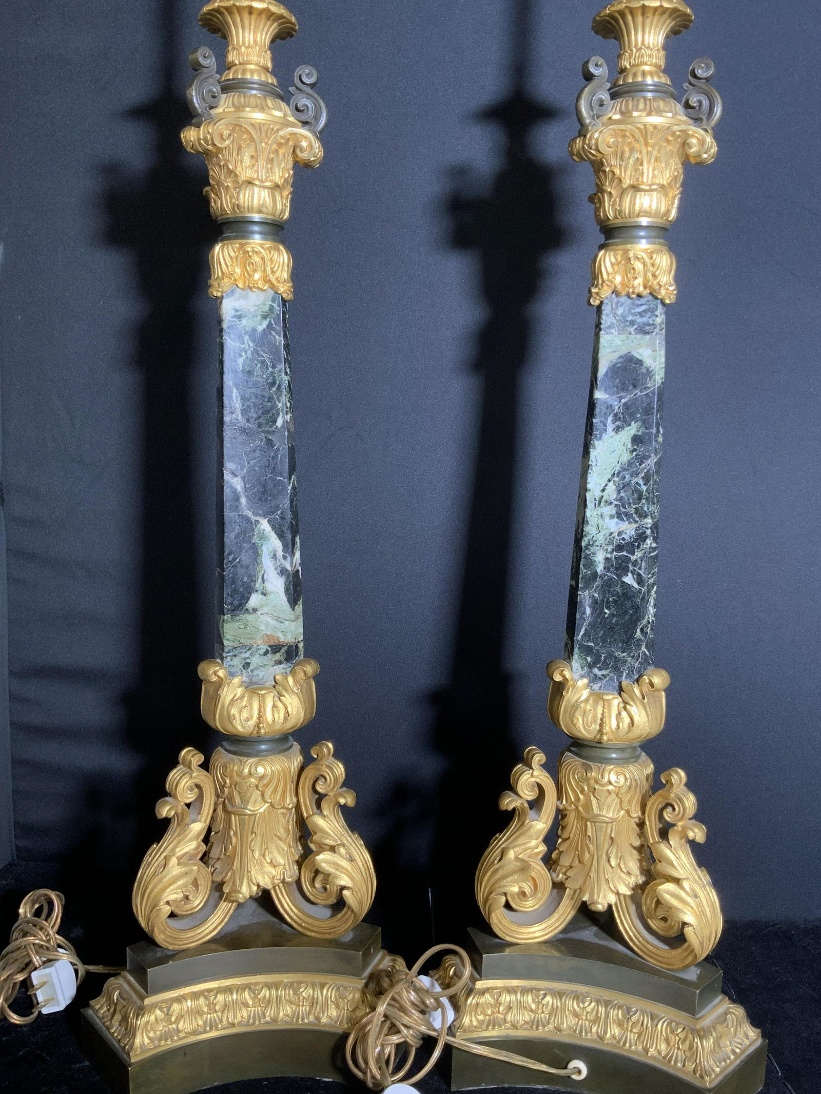 Pair Grand 19th Century Marble & Bronze Lamps (1 of 16)