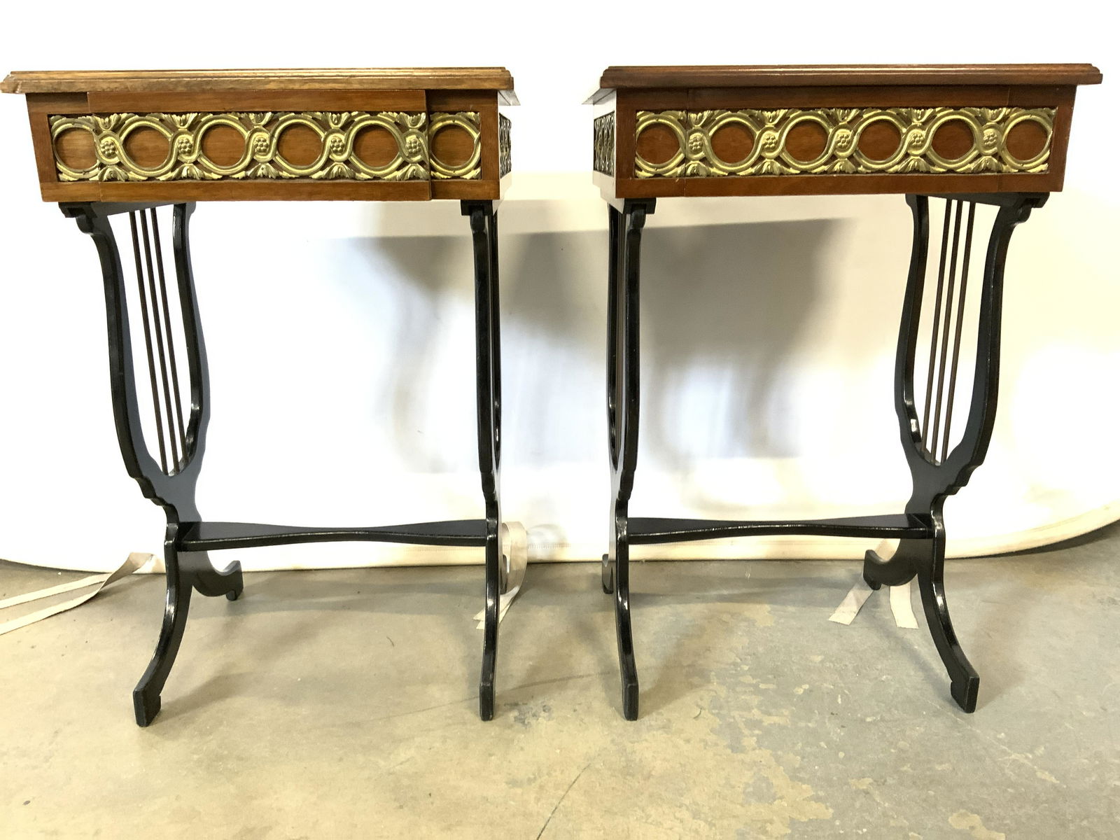 Vntg Pair French Wooden Side Tables W Drawers (1 of 12)