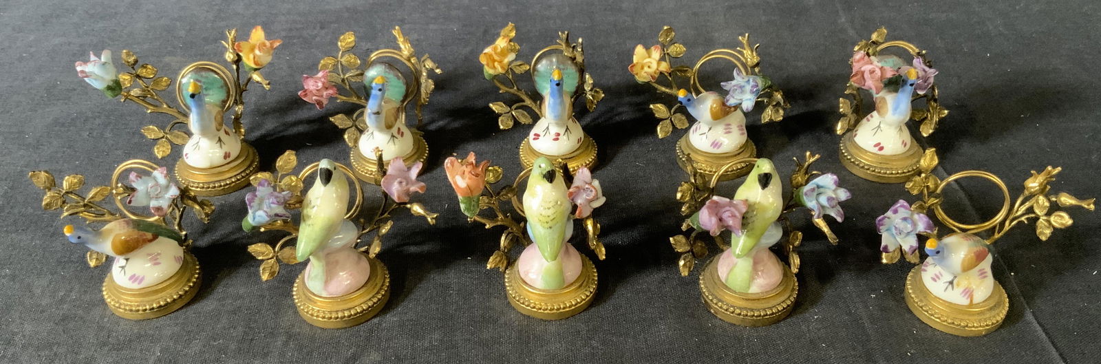 Set 10 Antique French Porcelain Place Card Holders (1 of 10)
