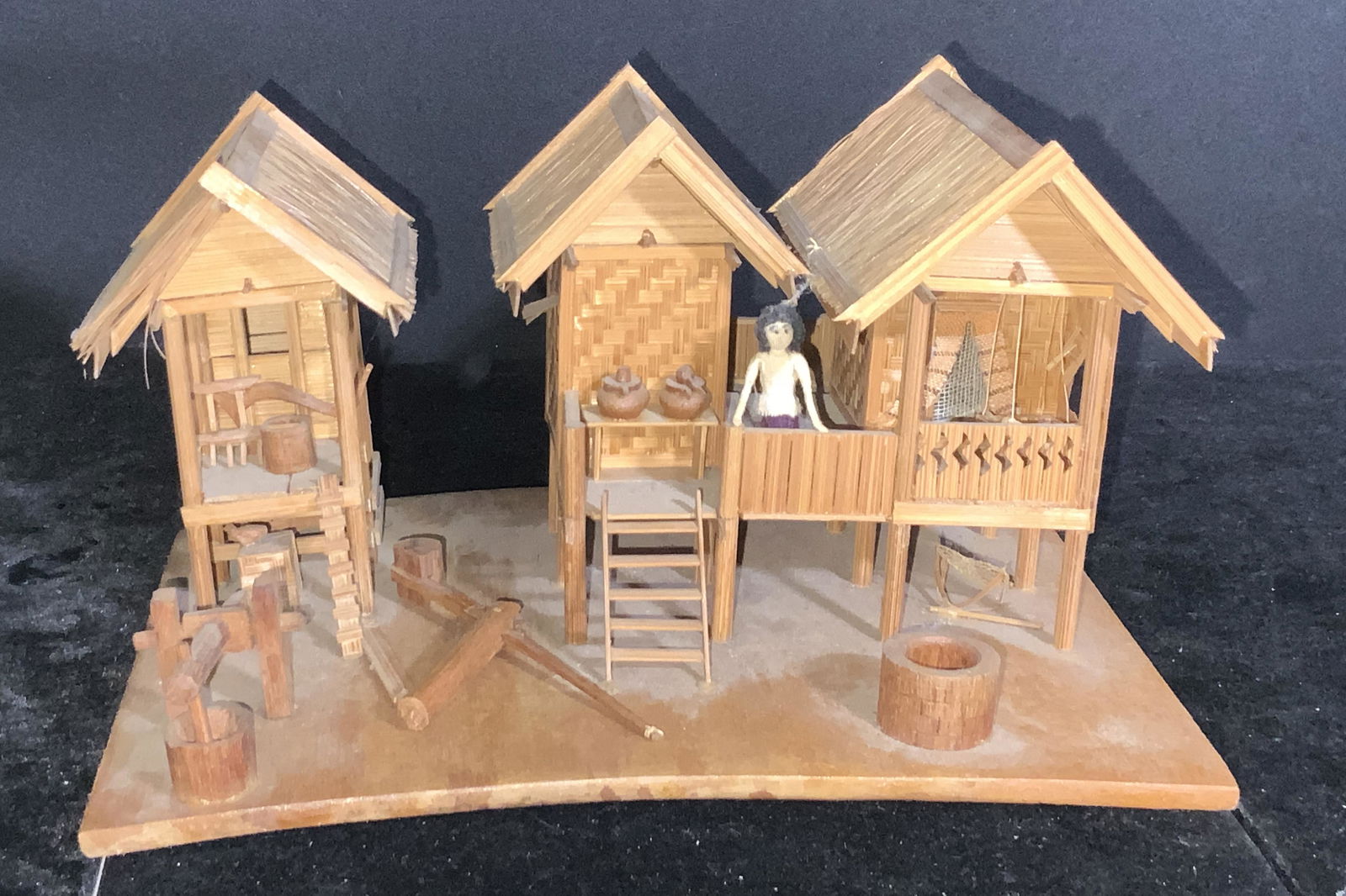 Handmade Folk Art Wooden Village Model (1 of 15)