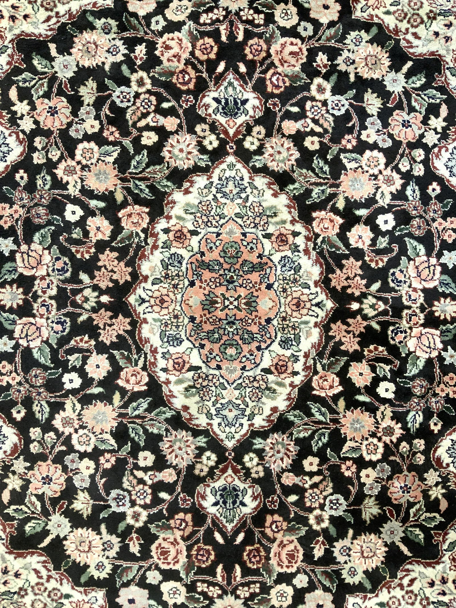 Handmade Asian Silk Fringed Rug (1 of 9)