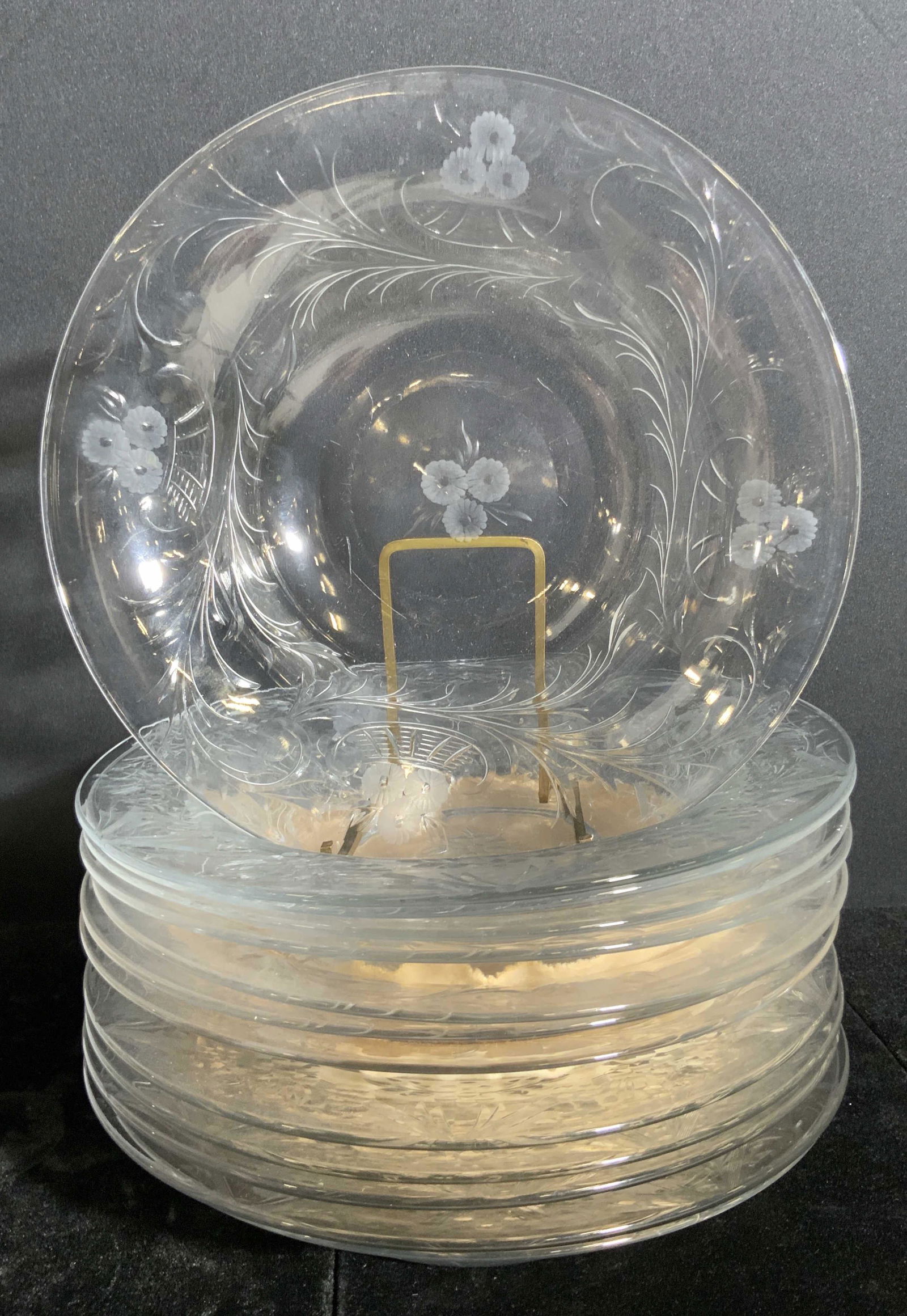 13 Vntg Tiffany Style Frosted Floral Glass Dishes (1 of 16)