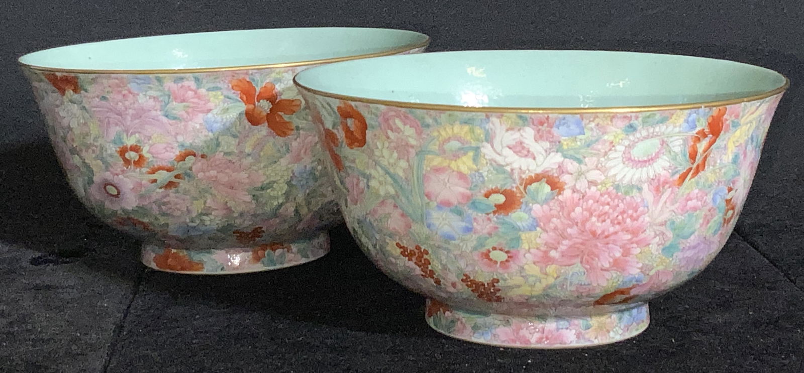 2 Hand Painted Signed Asian Porcelain Floral Bowls (1 of 13)