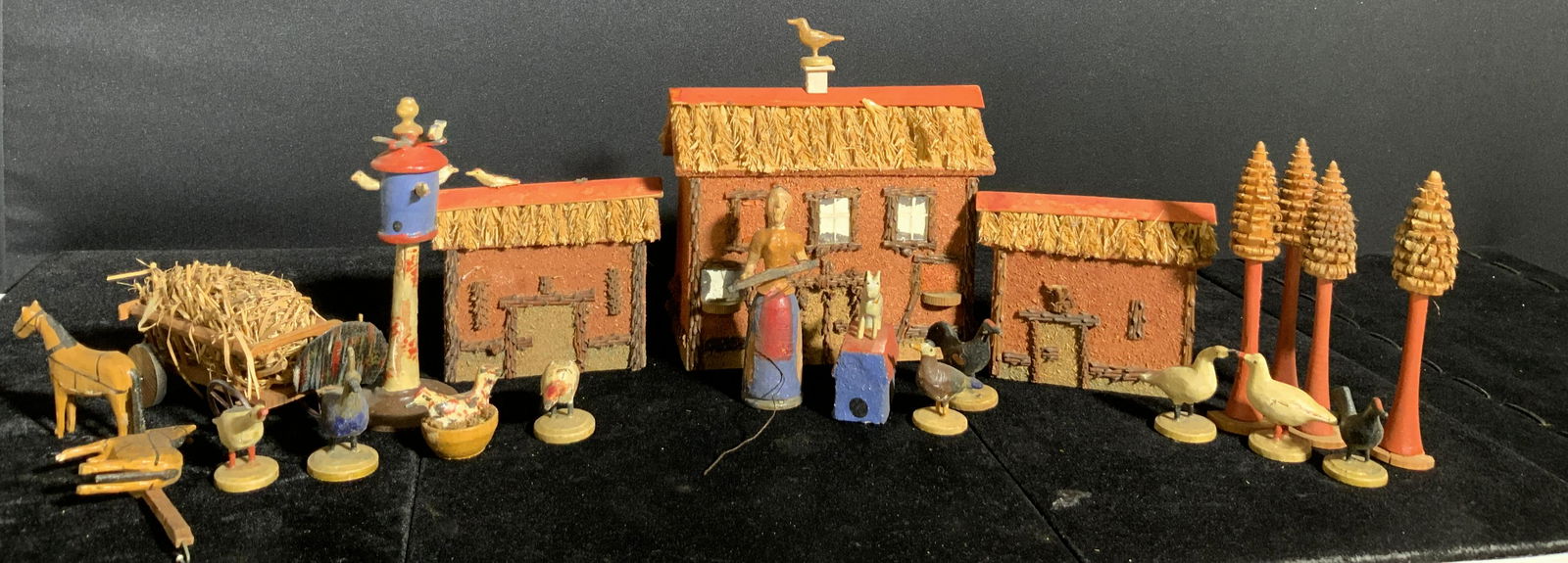 Antique POULTRY YARD Folk Art Village & Villager (1 of 20)