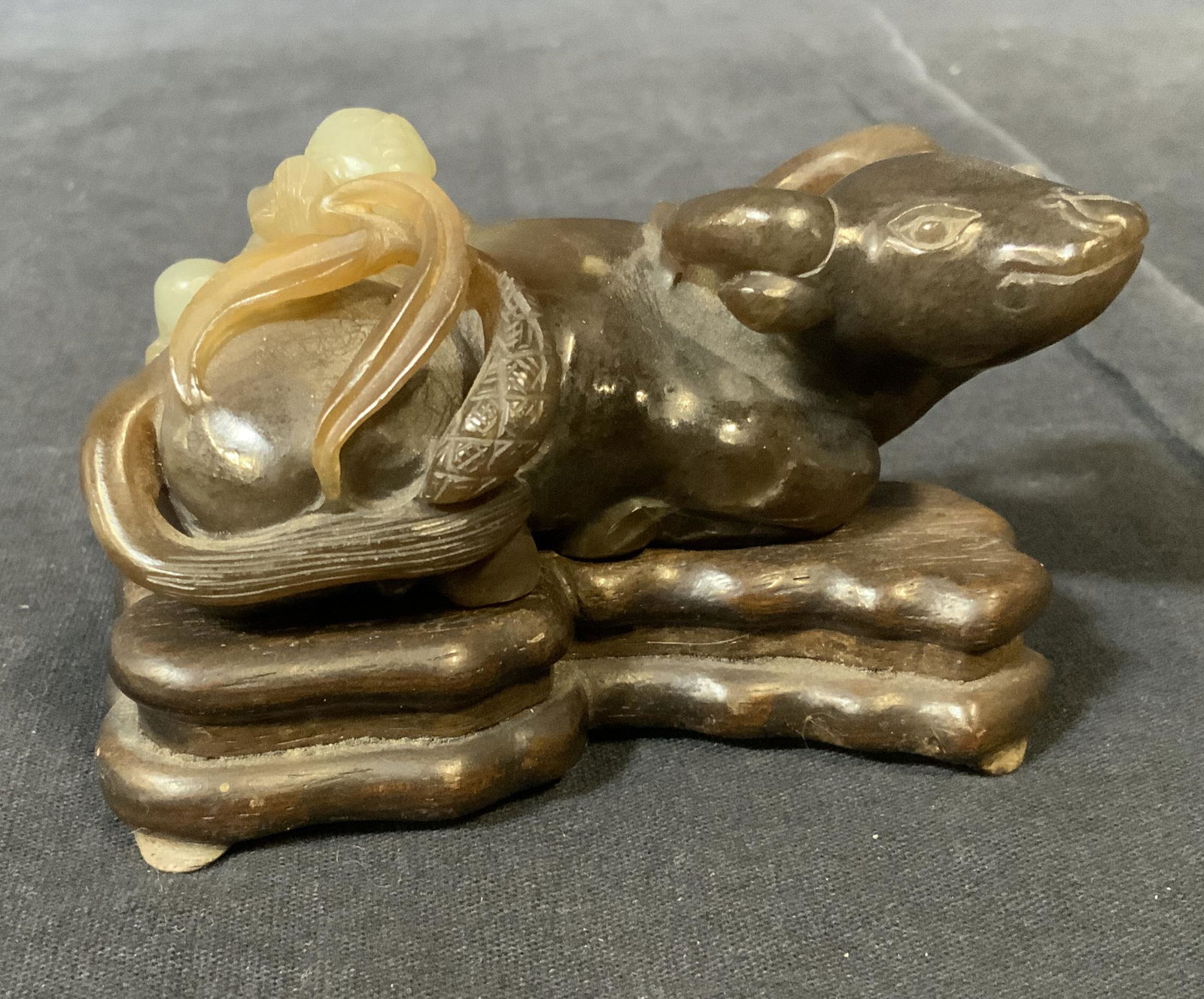 Natural Hand Carved Stone Chinese Ox Figural (1 of 10)