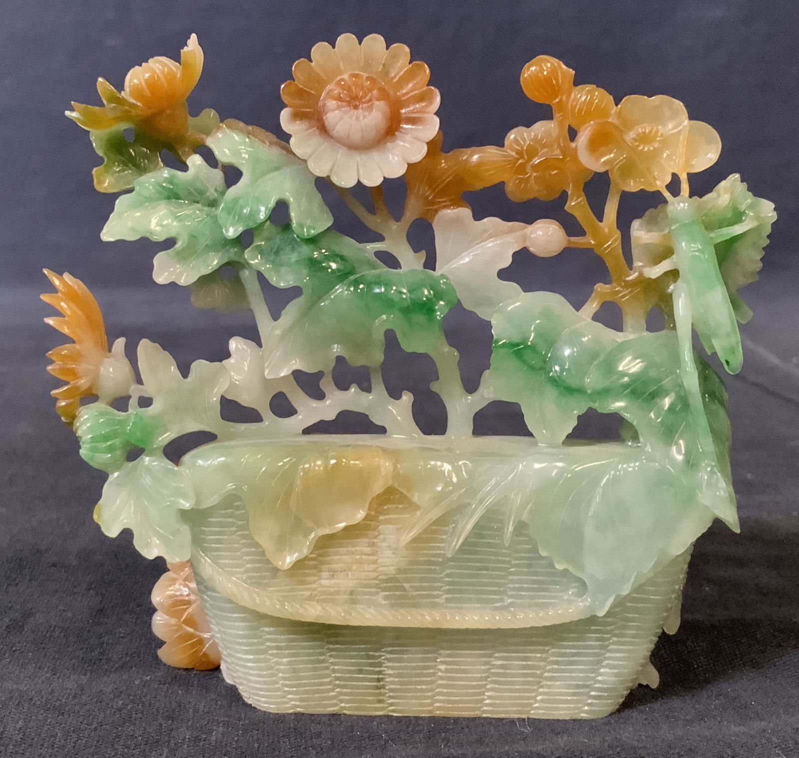 Hand Carved Natural Stone Jade Flower Statue (1 of 16)
