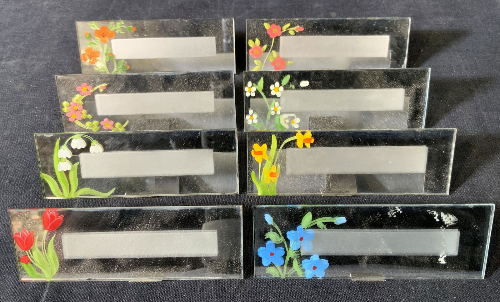 Set 8 Vintage GLASS CRAFT LINE Mirrored Placecards (1 of 10)