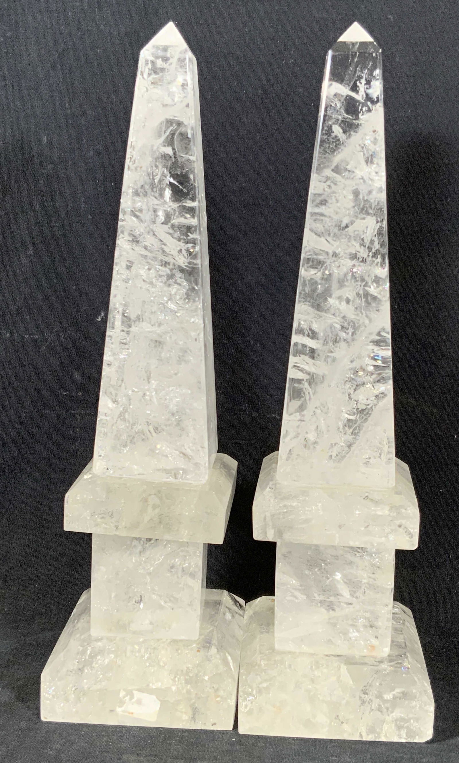 Pair Carved Rock Crystal Prism Obelisks (1 of 14)