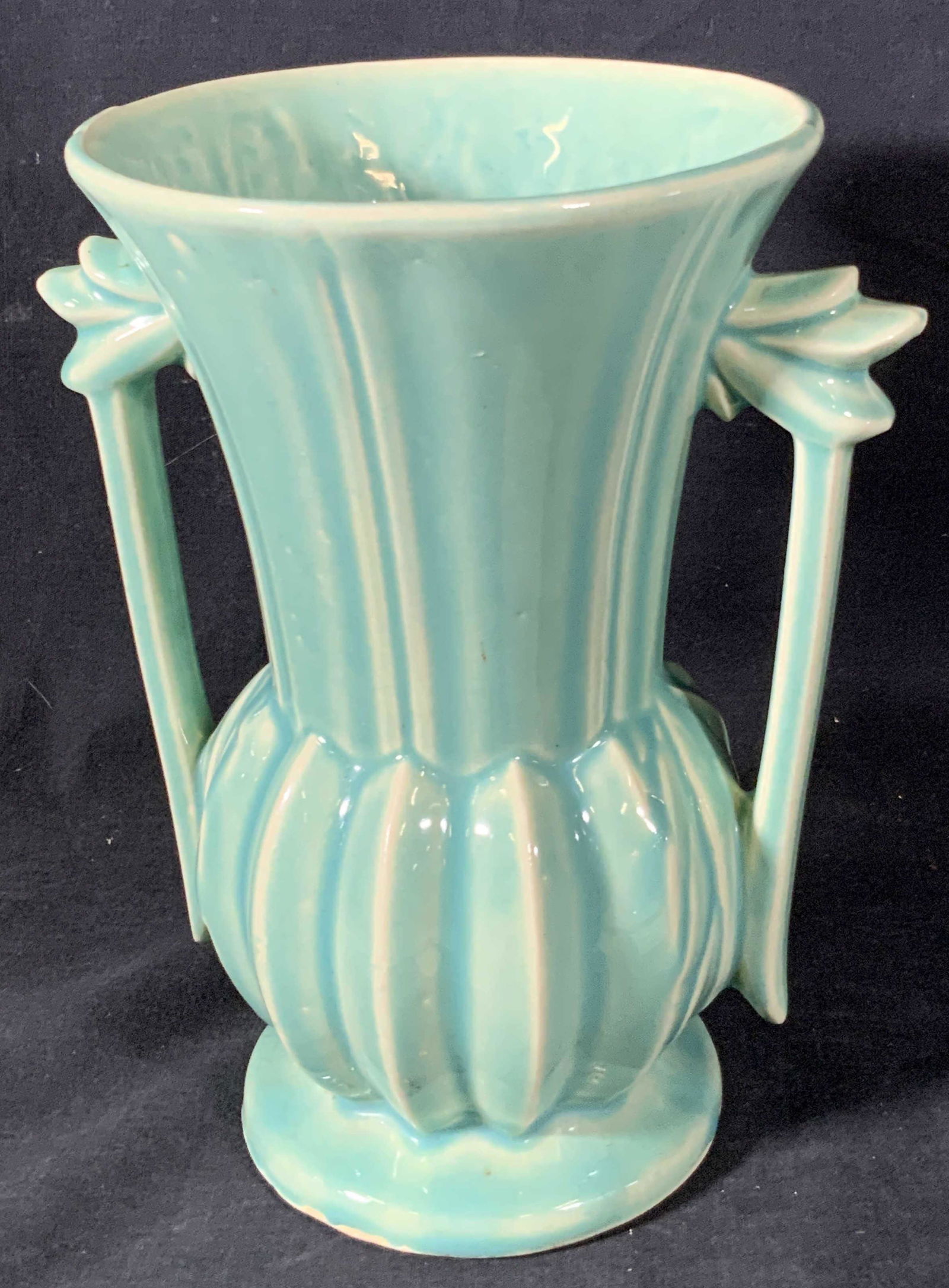 Signed Vintage MCCOY Teal Glazed Ceramic Vase (1 of 13)