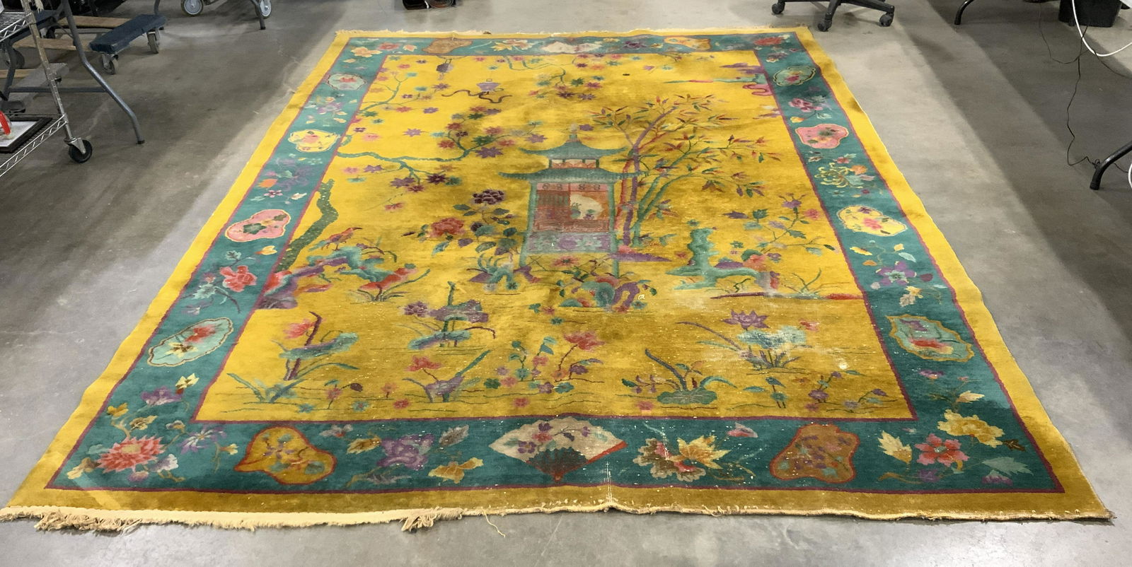Vntg Handmade Chinese Art Deco Wool Room Sz Rug (1 of 10)