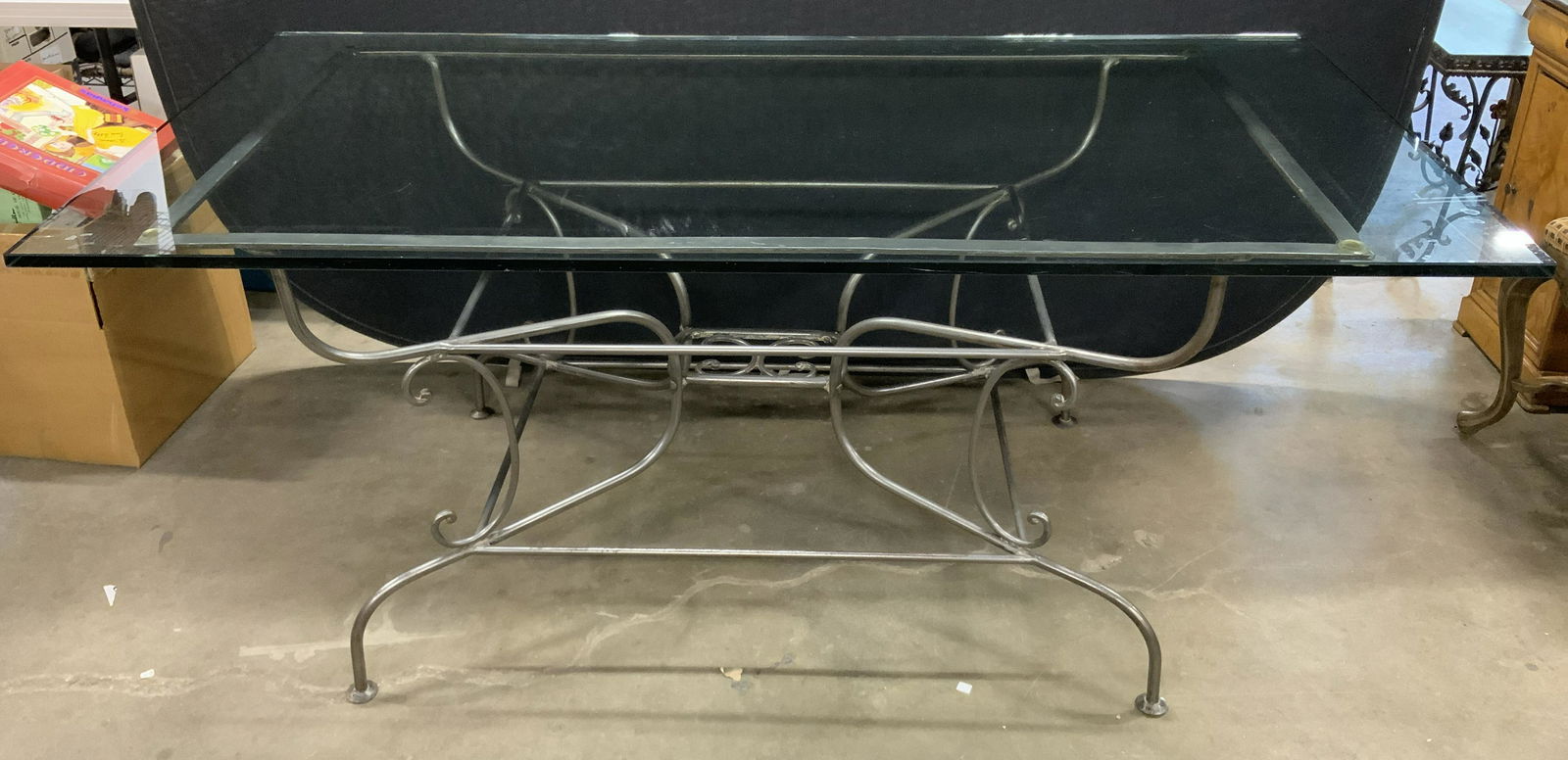 PIERRE DEUX Iron Base Glass Top French Table (1 of 10)