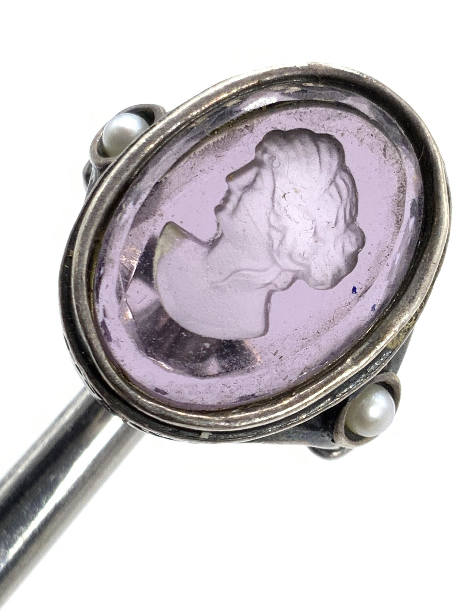 Vintage Cut Glass Cameo Sterling Silver Ring (1 of 12)