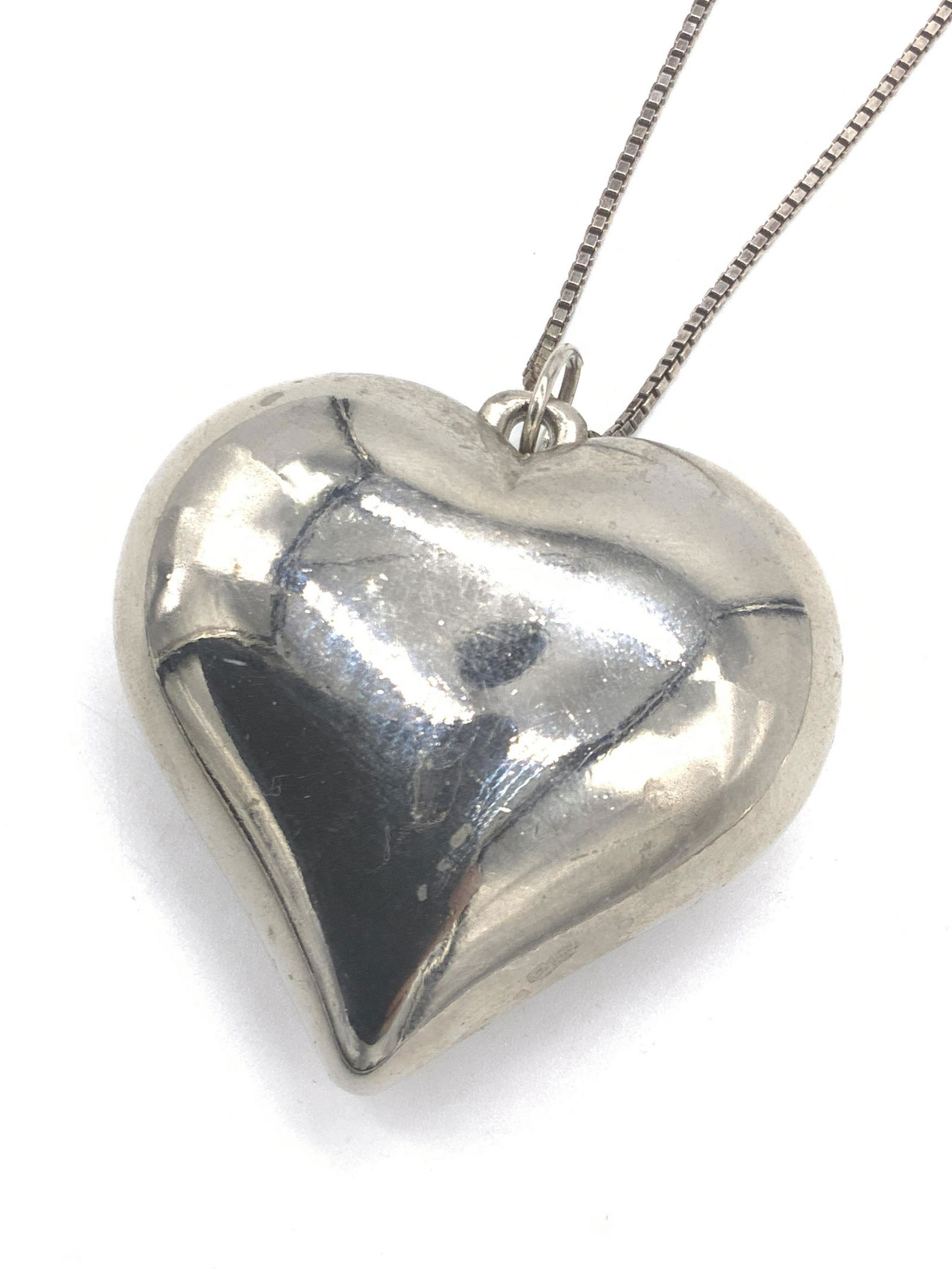 Italian Sterling Silver Necklace W/ Heart Pendant (1 of 11)
