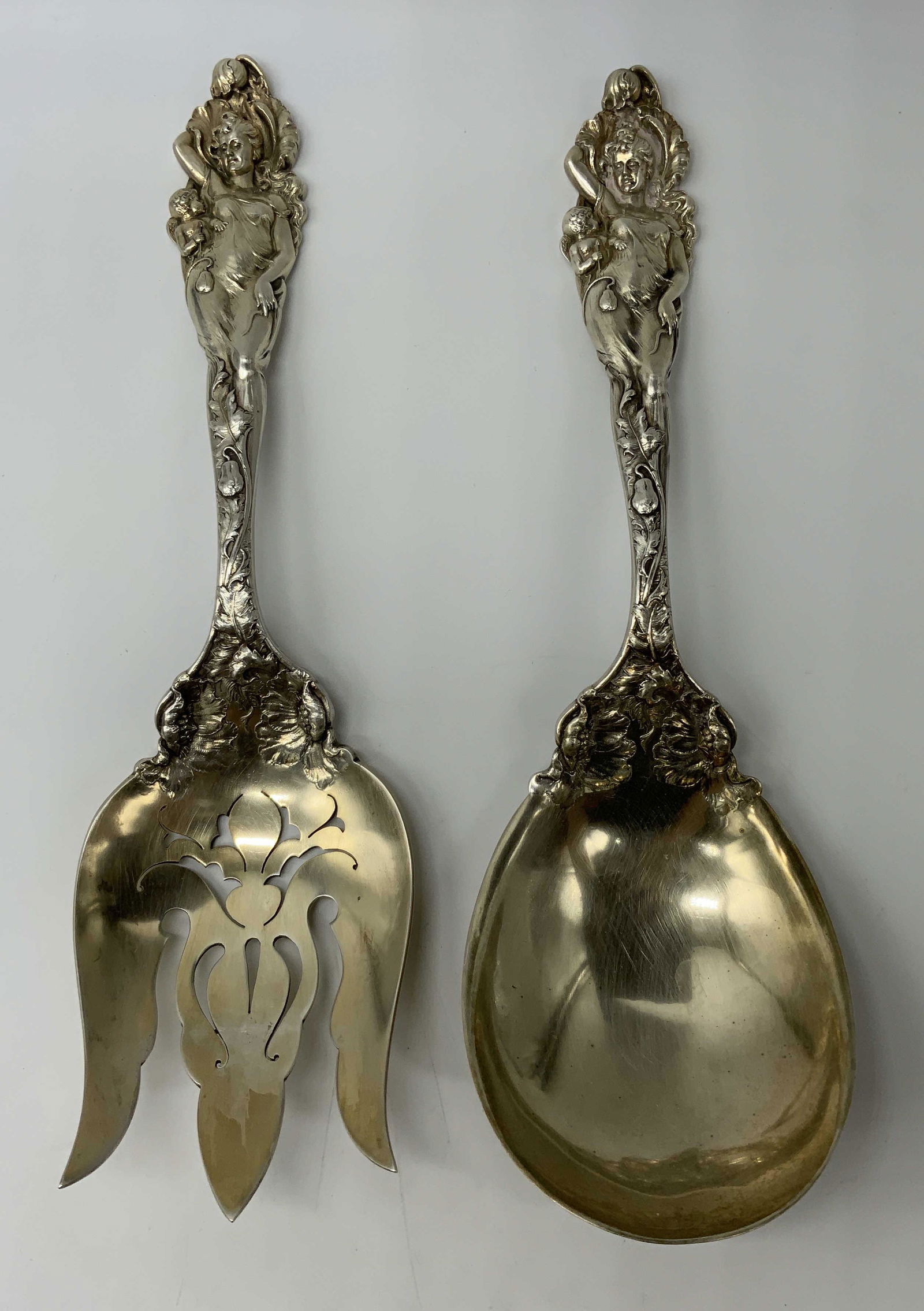 Antique REED BARTON Sterling Serving Fork & Spoon (1 of 9)