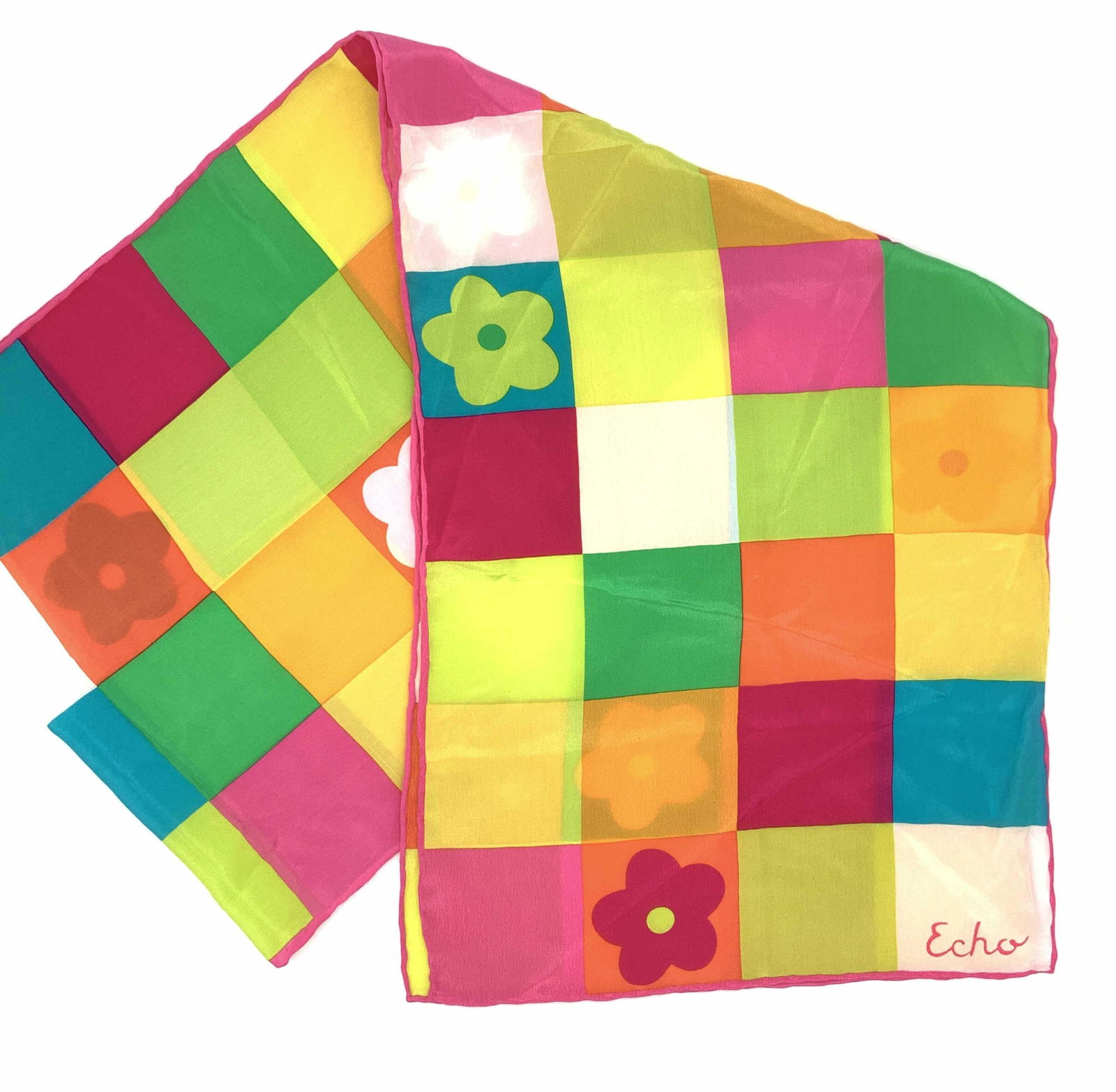 ECHO New York Box Print Long Silk Neck Scarf (1 of 11)