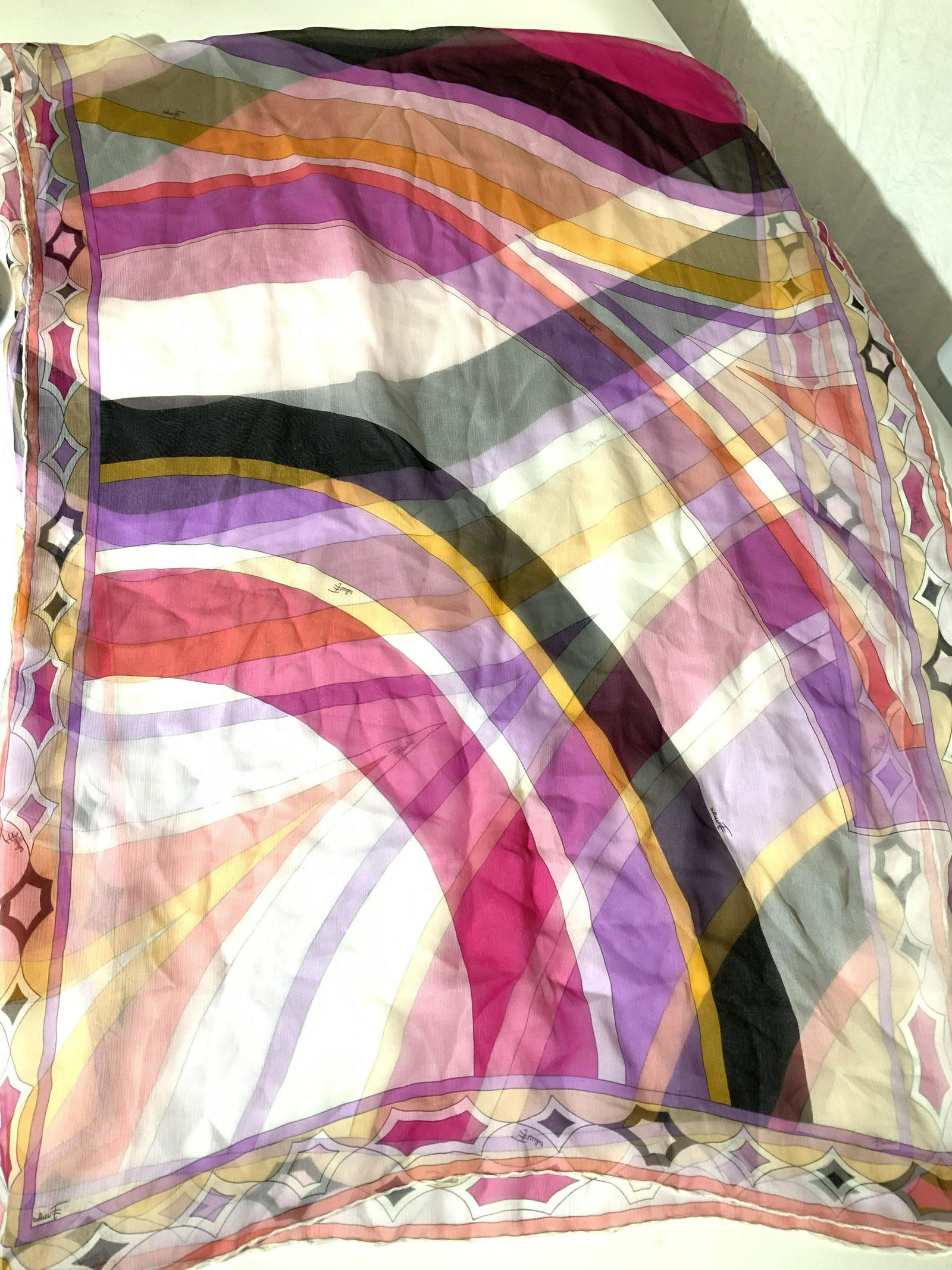 Signed Emilio PUCCI SHEER Silk Scarf, Italy (1 of 10)