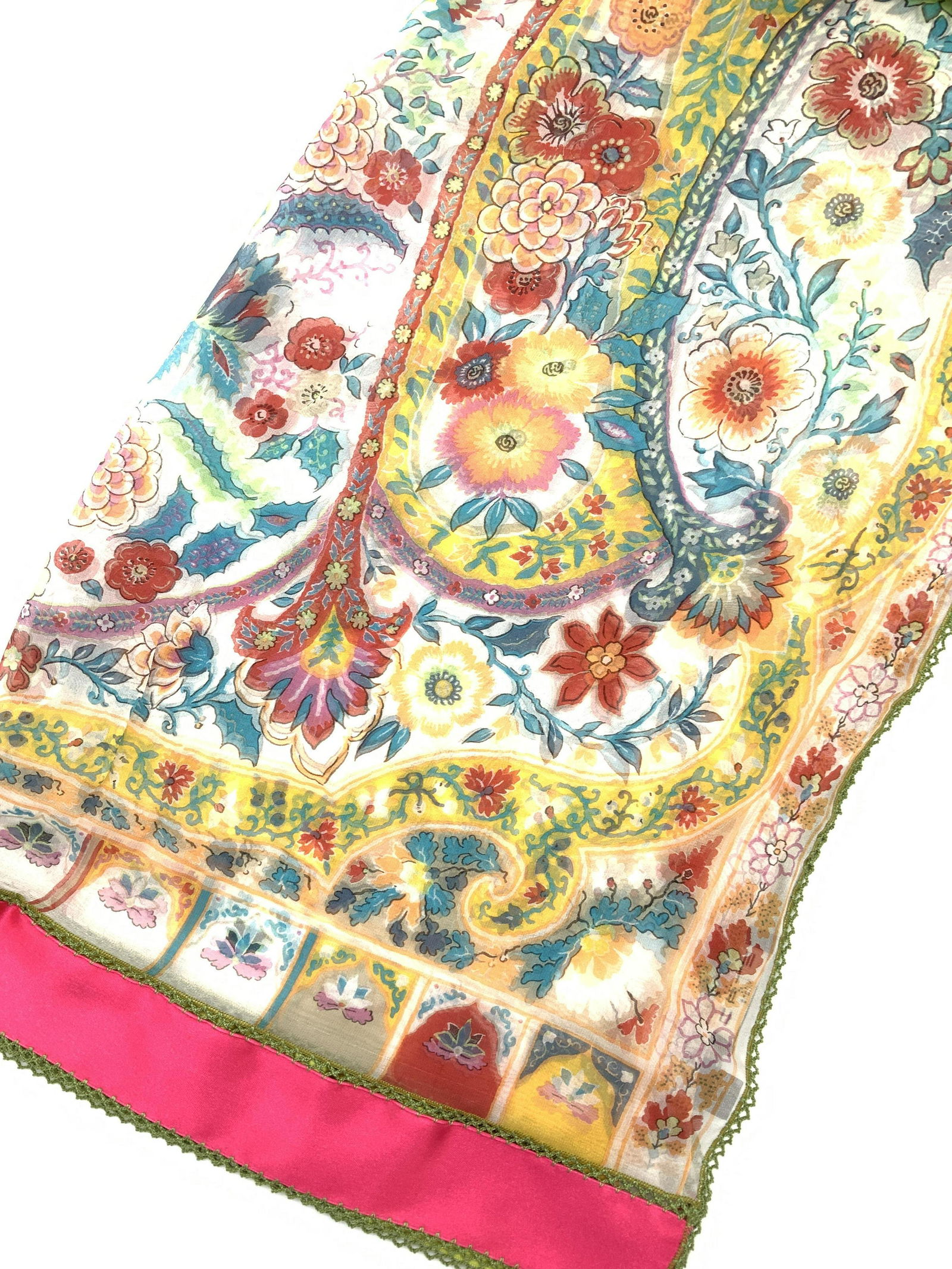 Vintage ETRO Silk Floral Shawl w Block Color Trim (1 of 10)