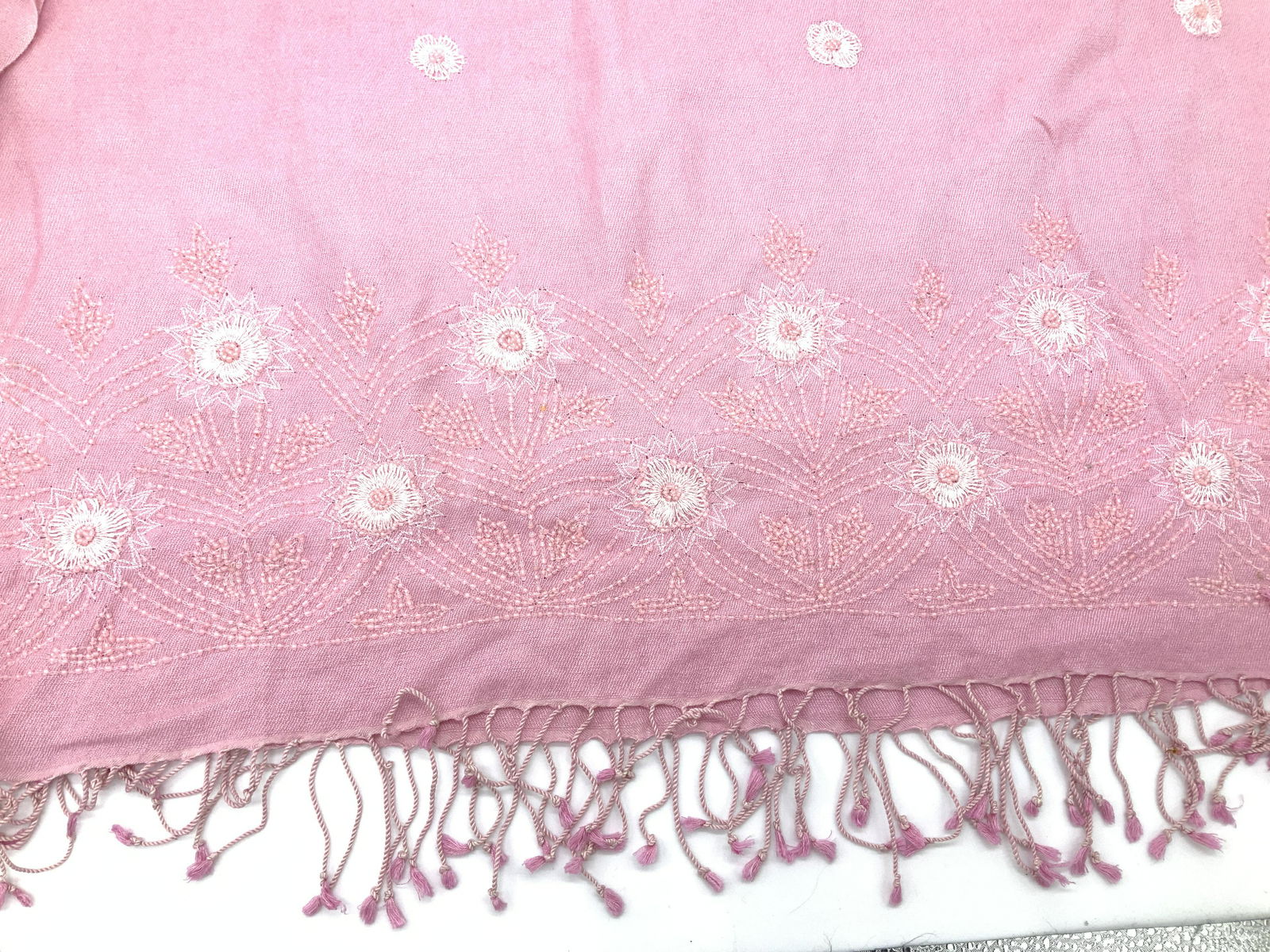 Pashmina & Silk Beaded Hand Woven Shawl, India (1 of 10)