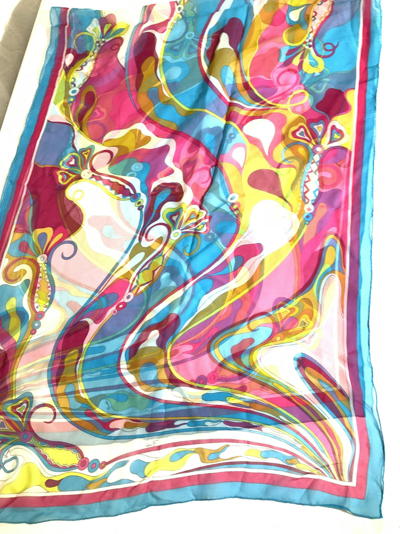 Signed E. PUCCI Sheer Silk Scarf, Vntg Italy (1 of 9)