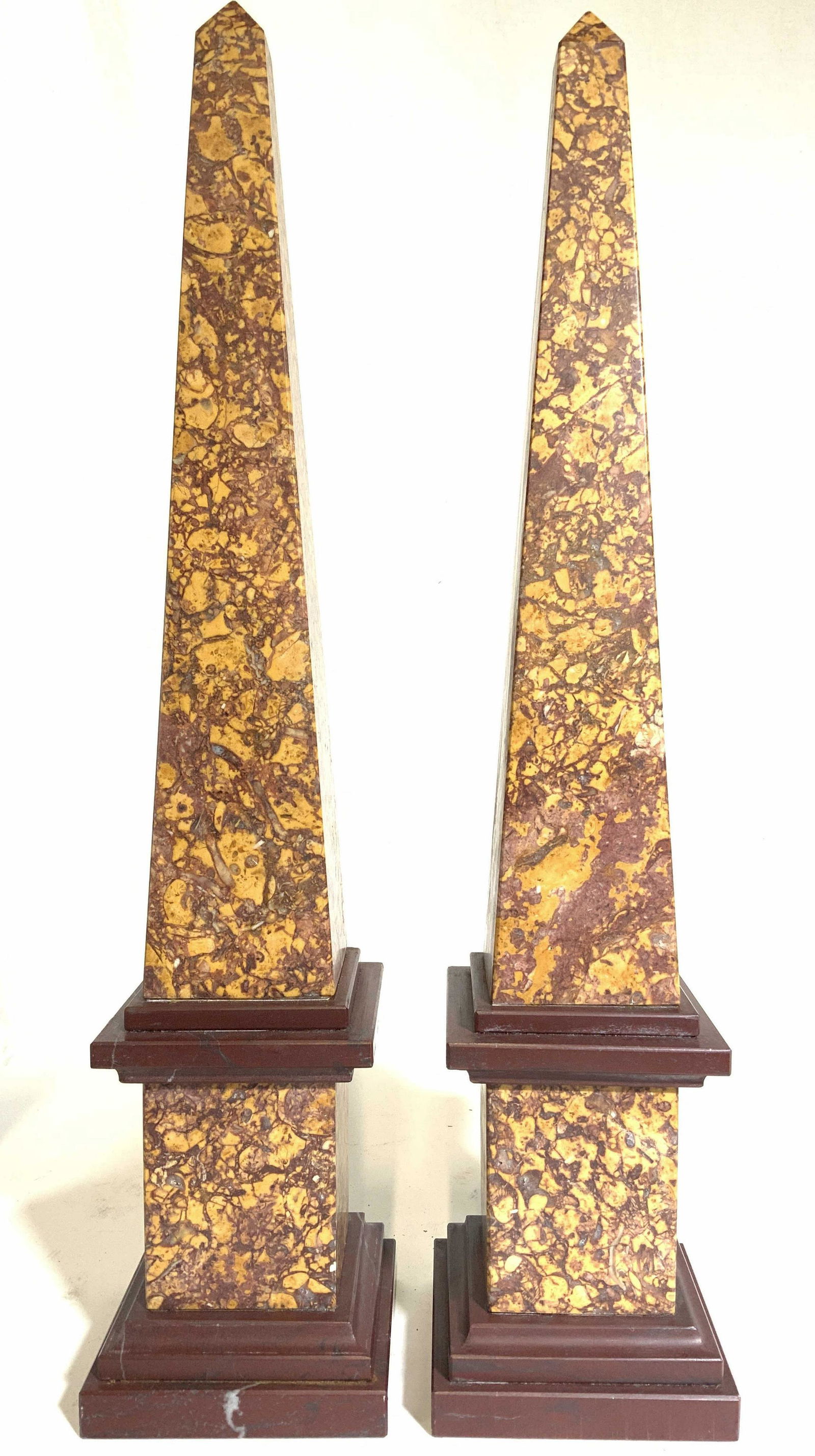 Antique Pair Petrified Wood/ Stone Obelisks (1 of 10)