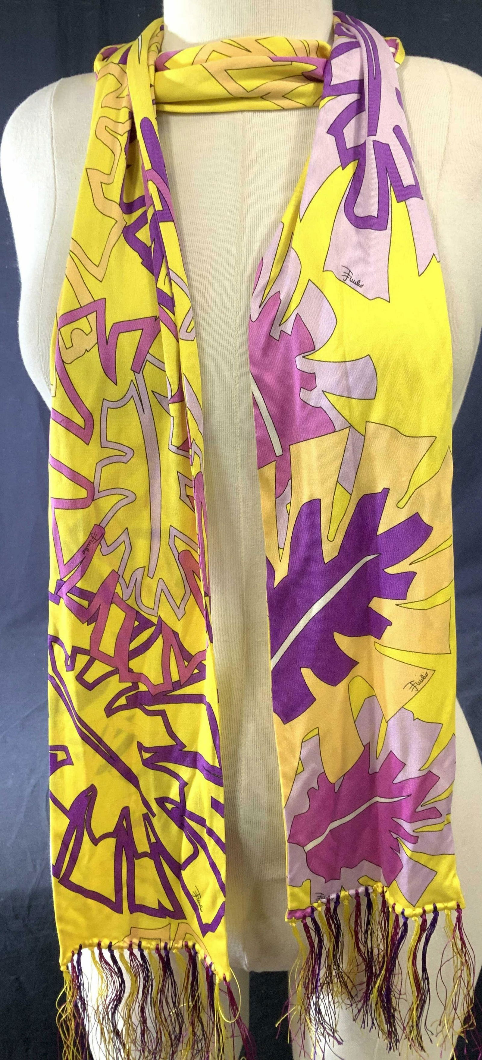 EMILIO PUCCI YELLOW w PURPLE SILK Accessory, Italy (1 of 9)