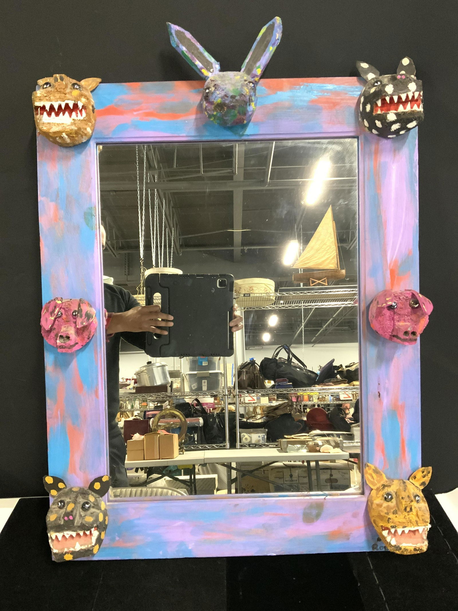 Vintage Hand Crafted Folk Art Mirror (1 of 10)