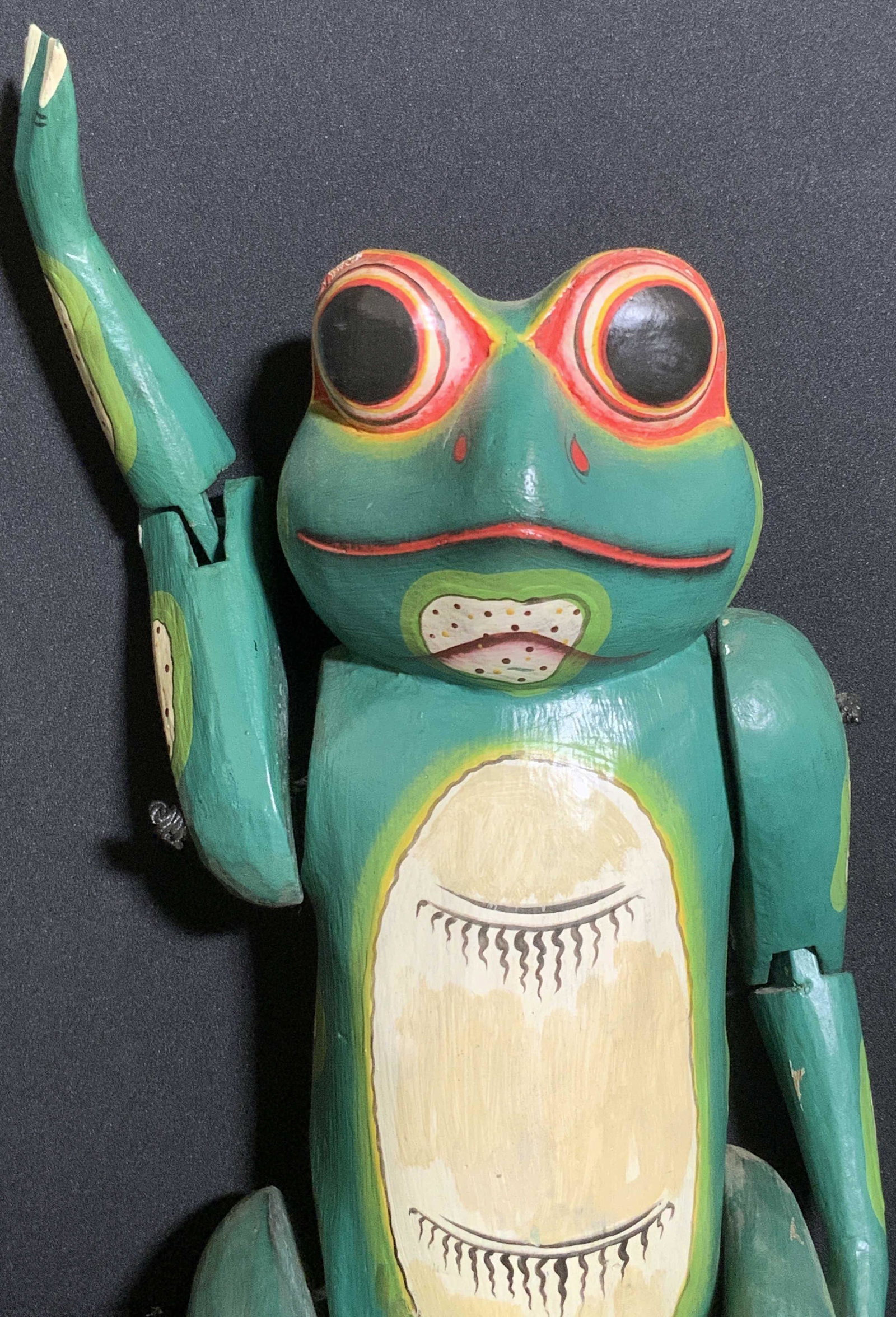Vintage Handmade Articulated Wooden Folk Art Frog (1 of 10)