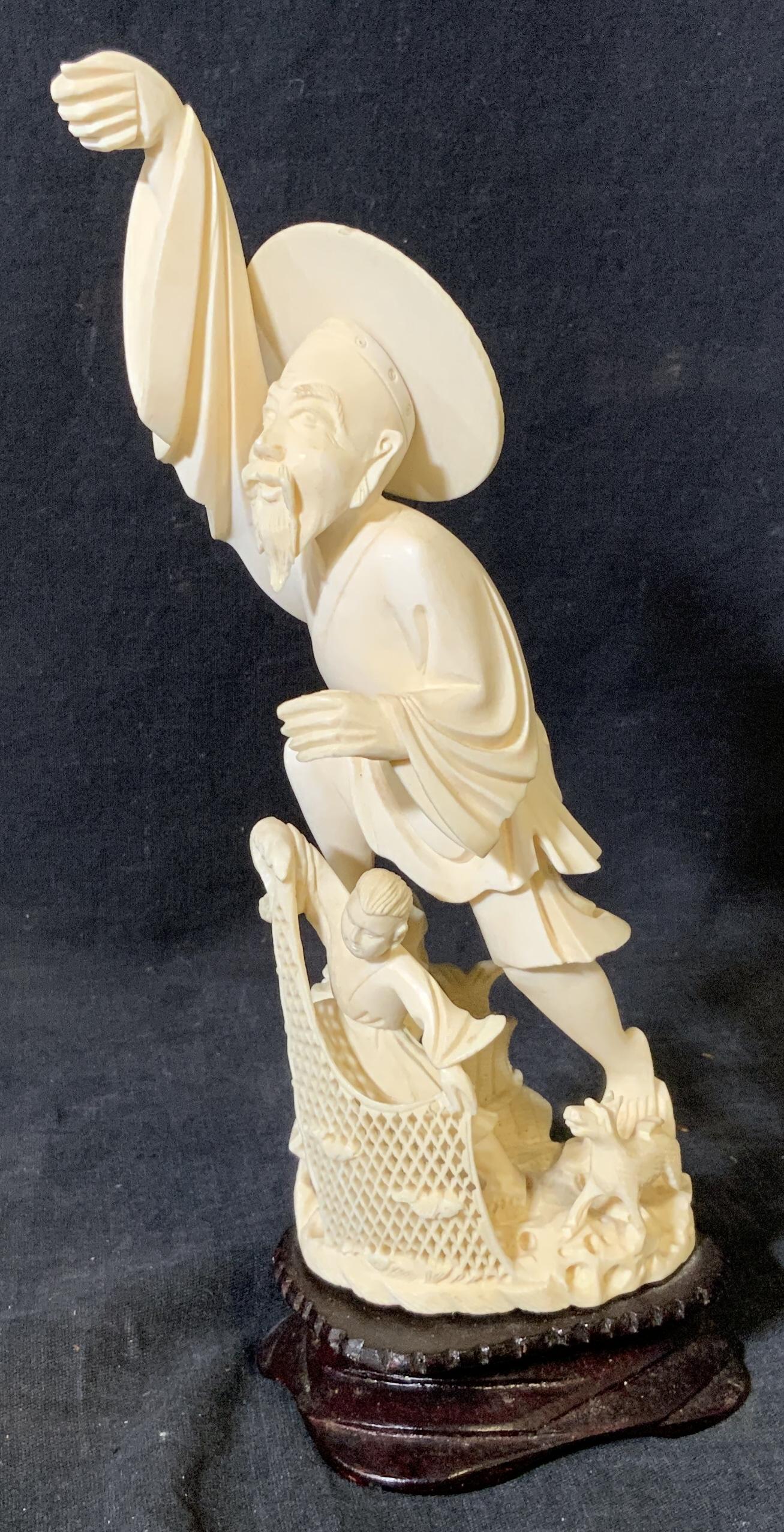 Asian Hand Carved Resin Figural Statue (1 of 6)