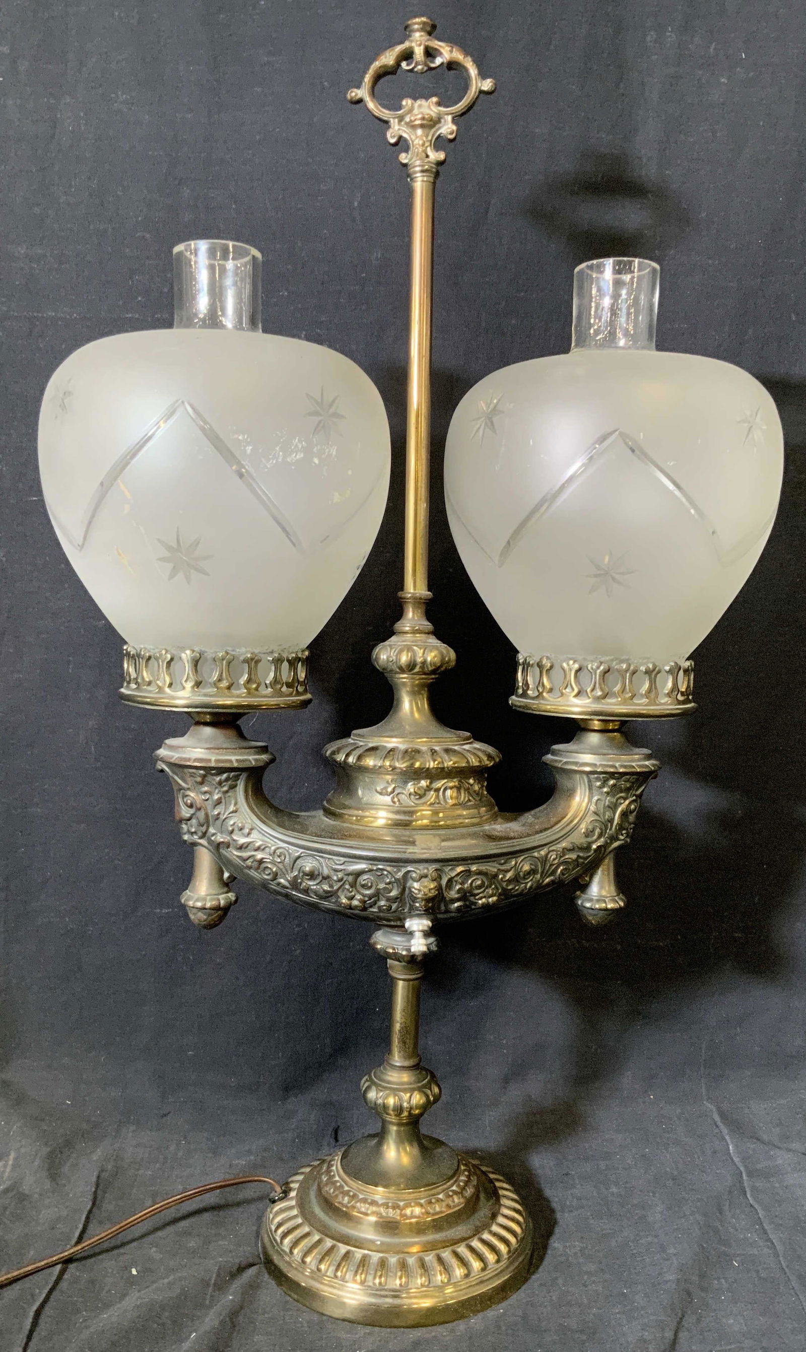 Dual Headed Metal Baroque Lamp (1 of 6)