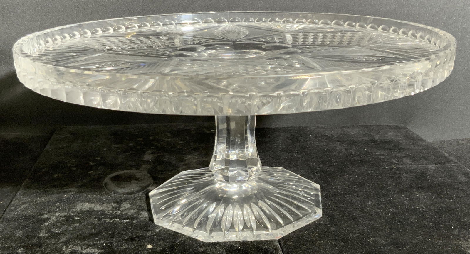 Clear Cut Art Glass Pedestal Dish, Cake Stand (1 of 8)