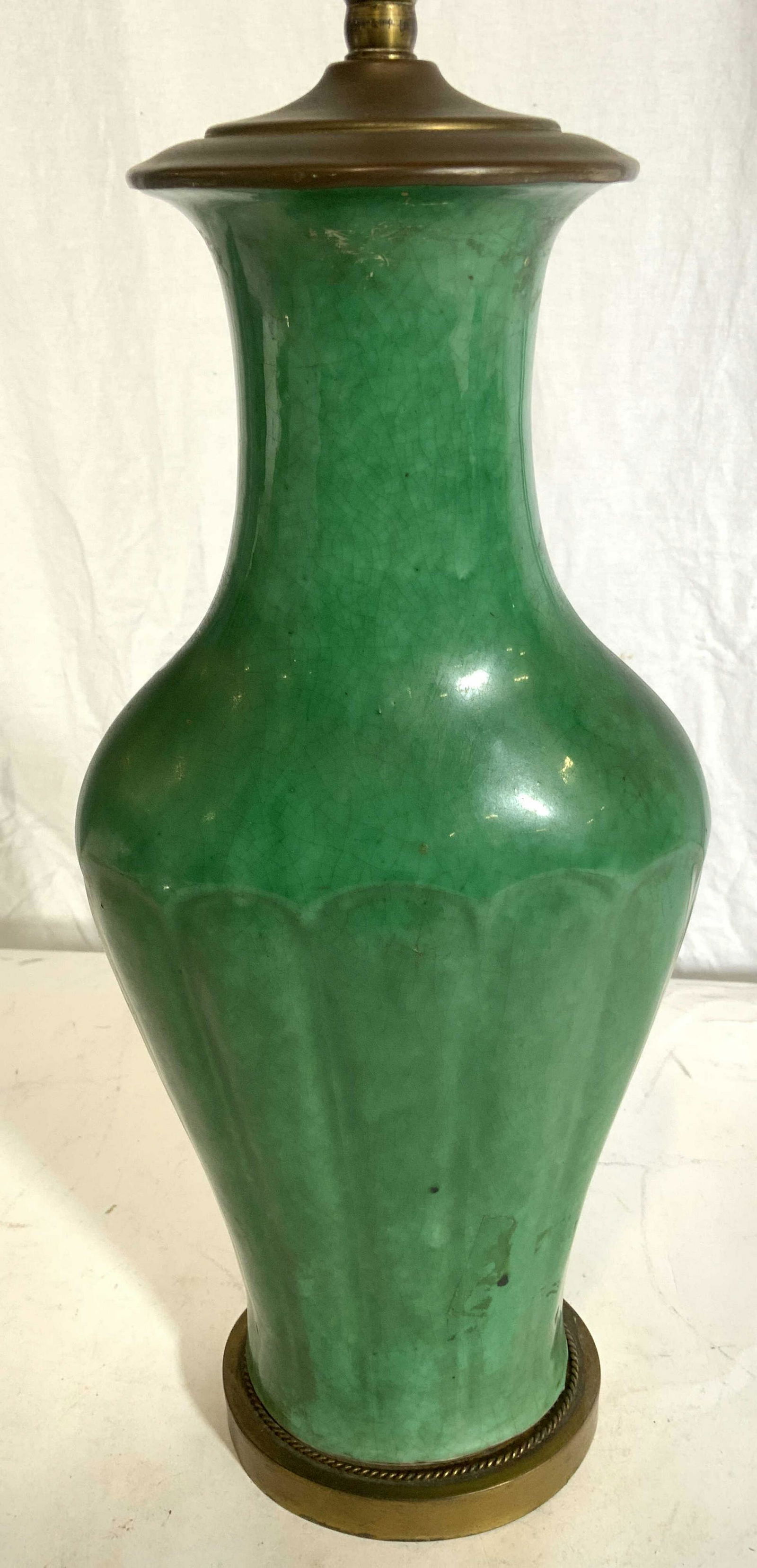Vintage Green Ceramic Porcelain Table Lamp (1 of 8)