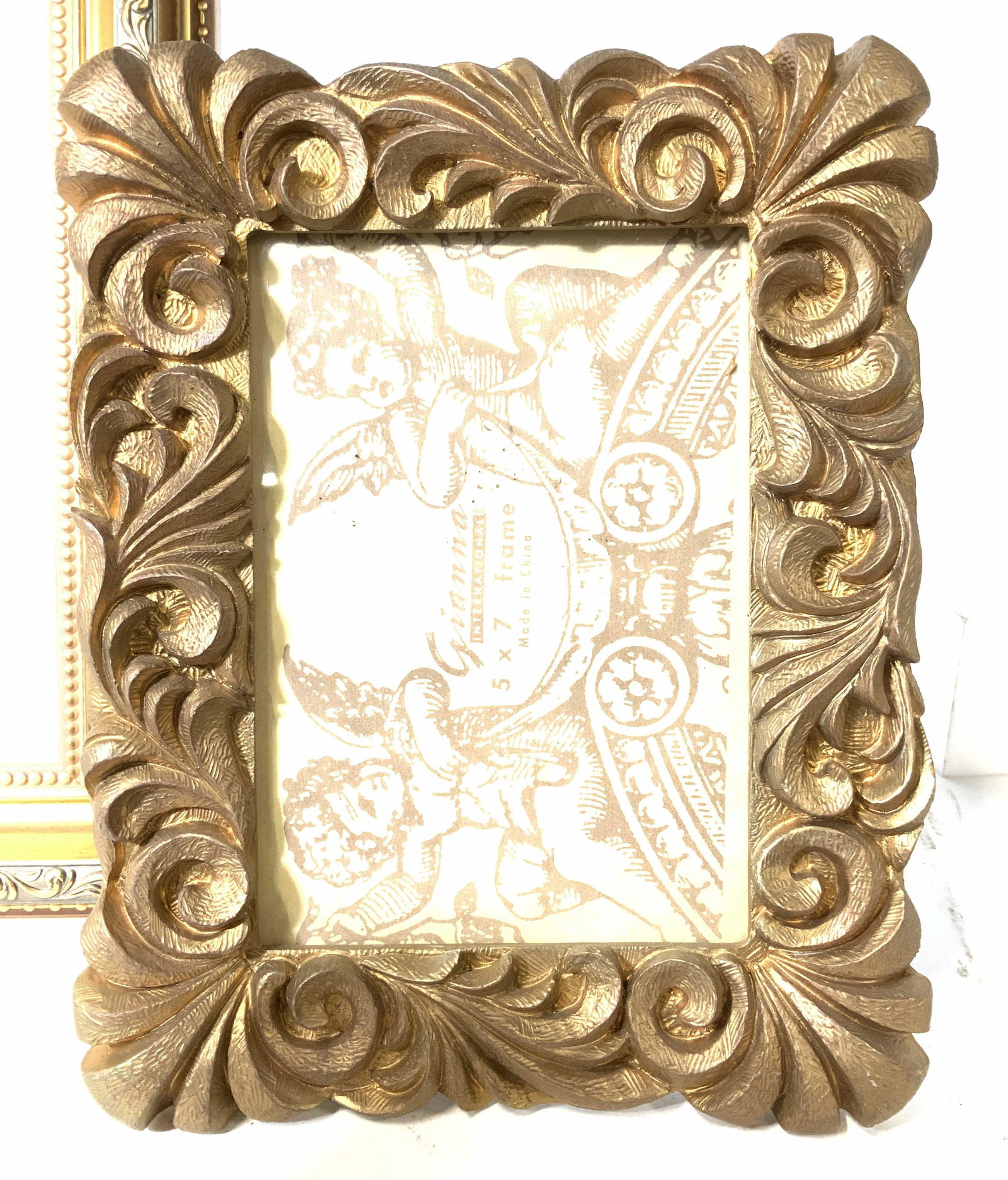 Lot 2 Embossed Gold Tn Wood Frames (1 of 10)