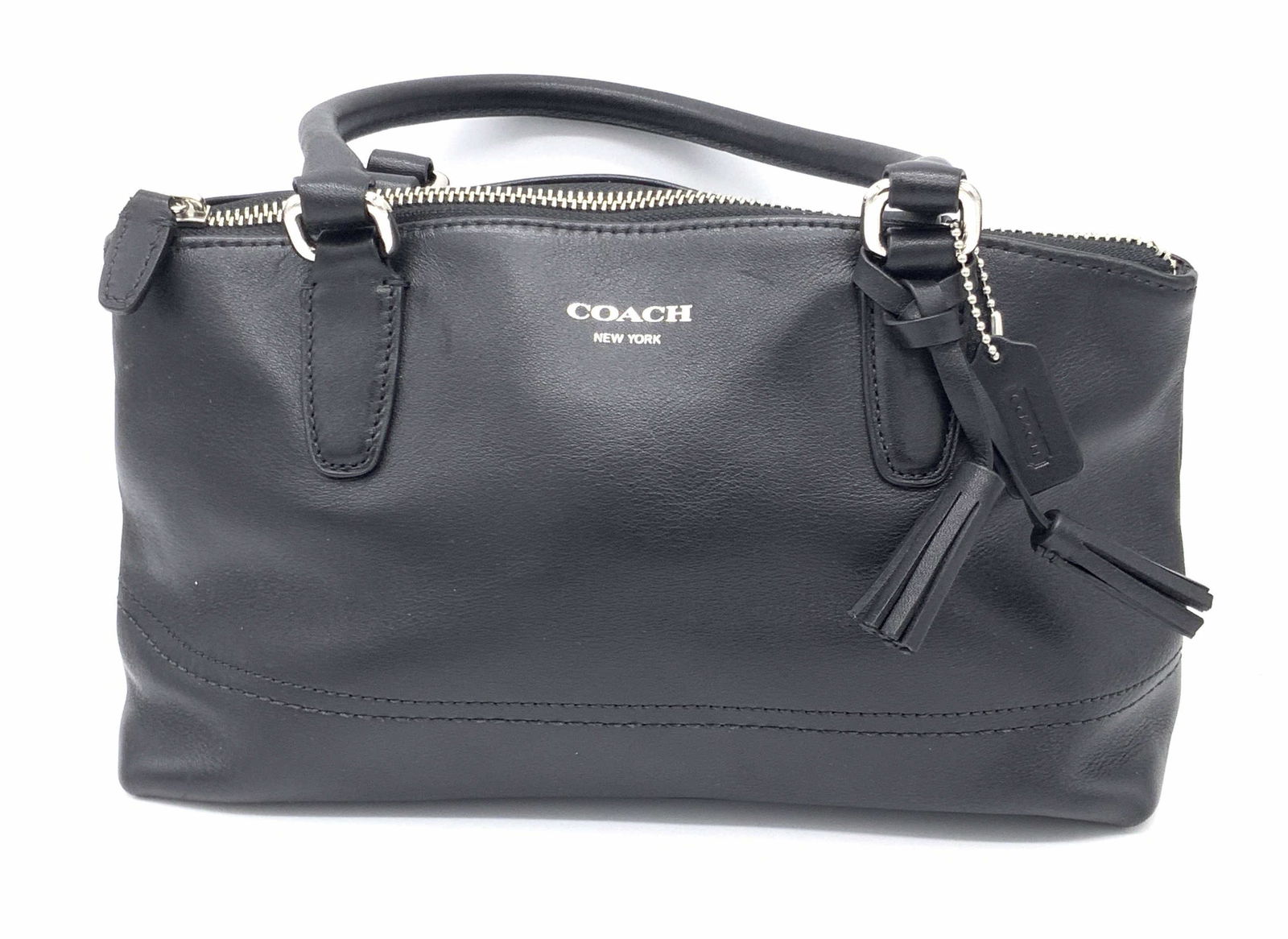 COACH Signed Black Leather Style Handbag (1 of 9)