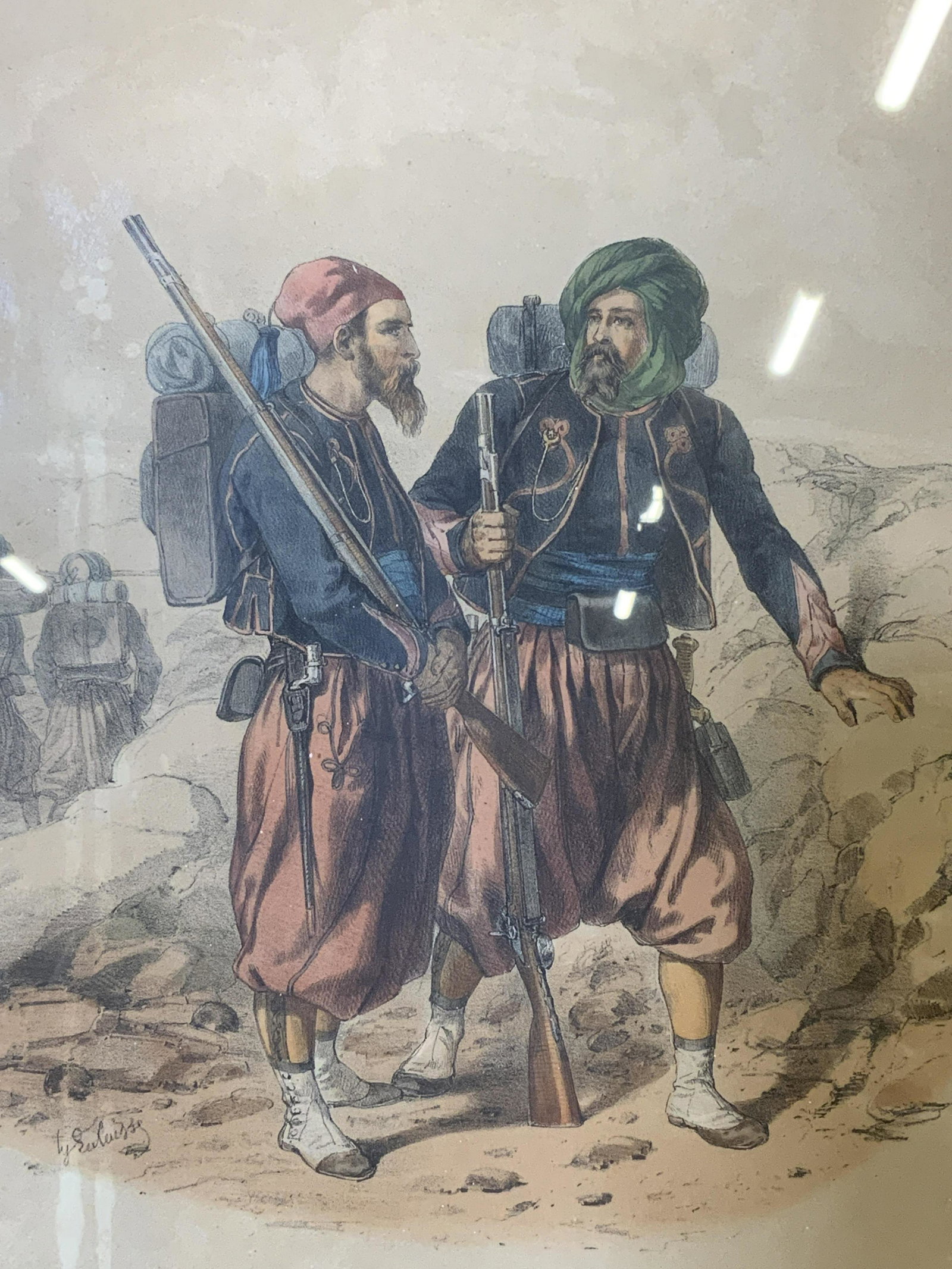 Signed French Military Lithograph (1 of 10)