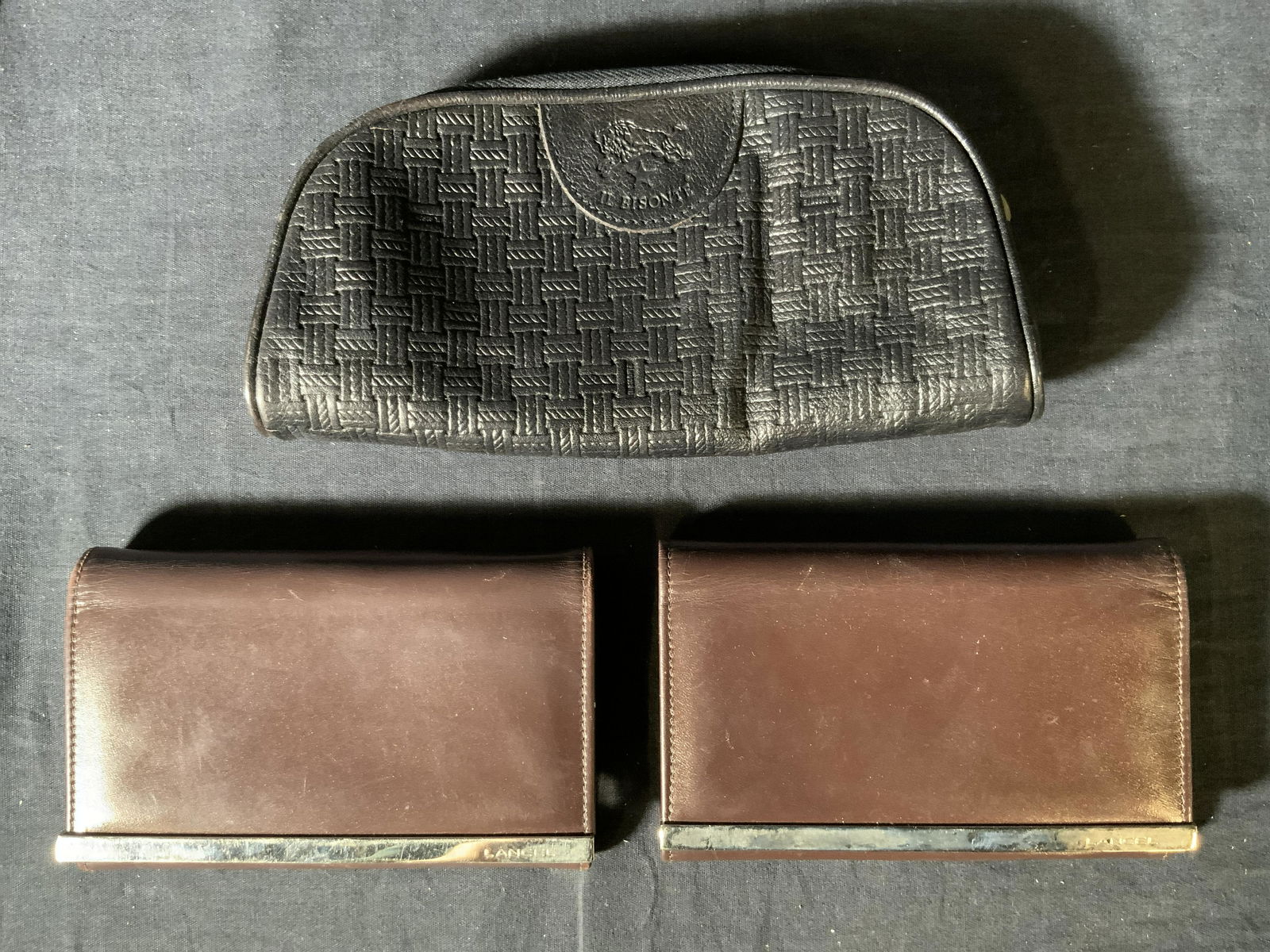 Lot 3 LANCEL IL BISONTE Leather Wallets Travel Bag (1 of 8)