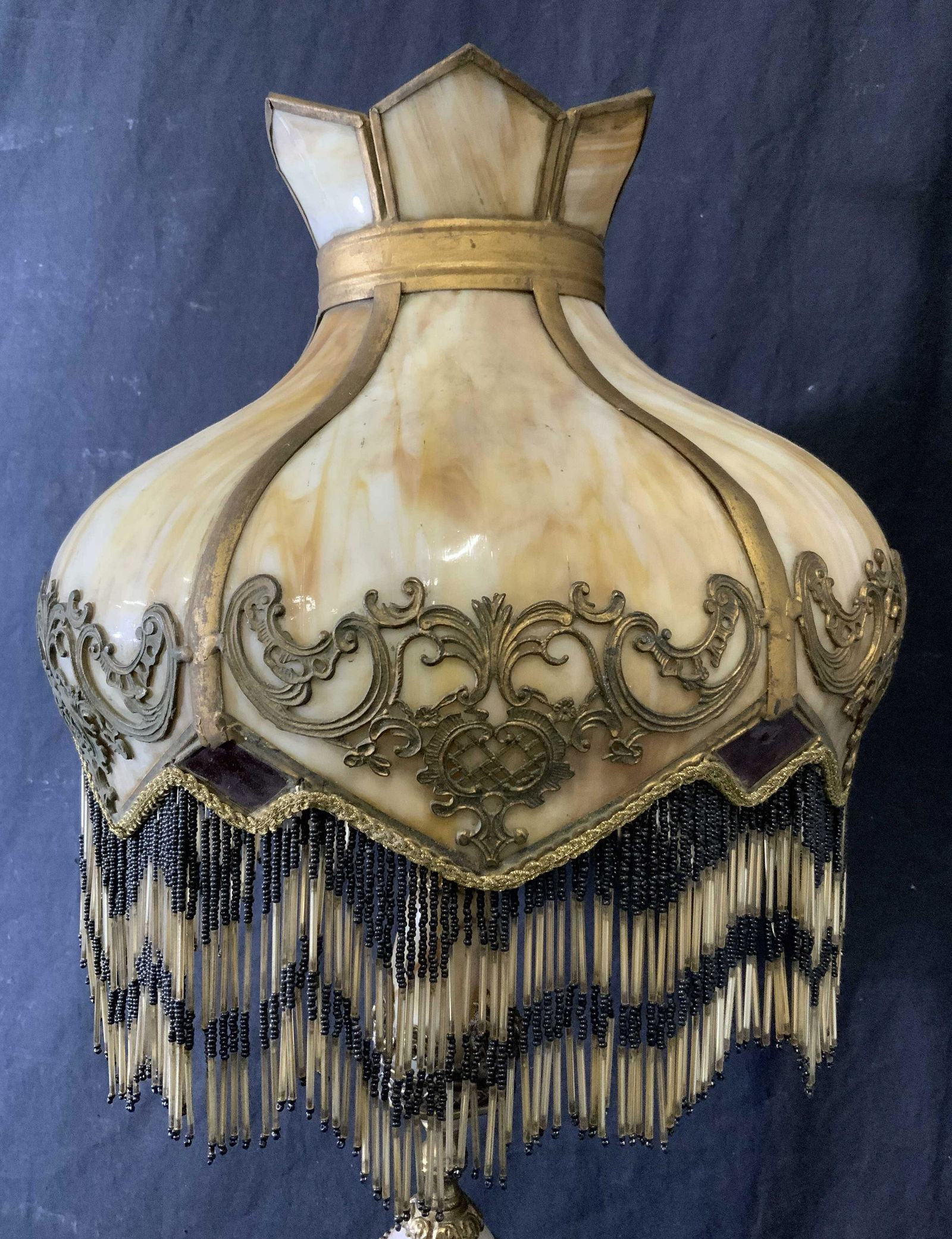 Vintage Marble & Brass Tabletop Lamp (1 of 9)