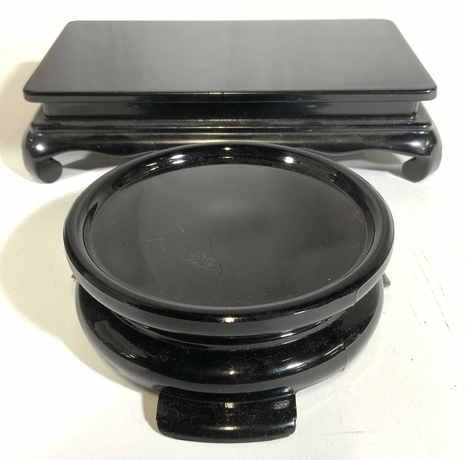 Lot 2 Black Lacquered & Glass Stands (1 of 8)