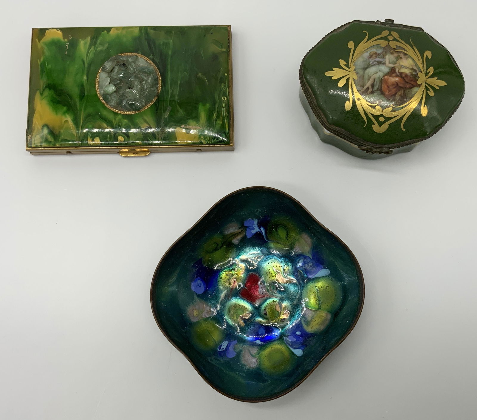Lot 3 LIMOGES Trinket Box, Card Holder, & Dish (1 of 5)